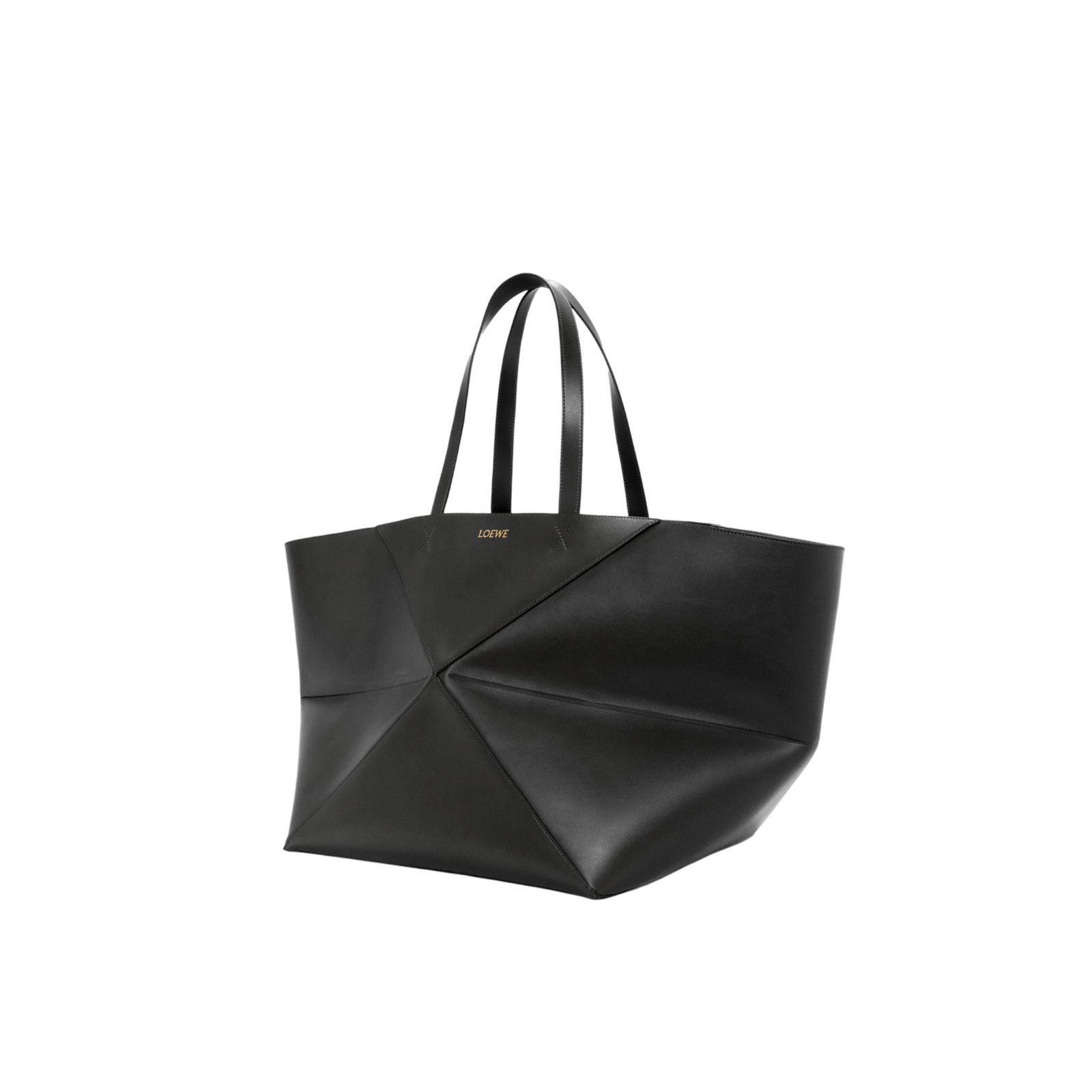 LOEWE Puzzle Fold XXL $3550 Black Shiny Leather Tote Bag New