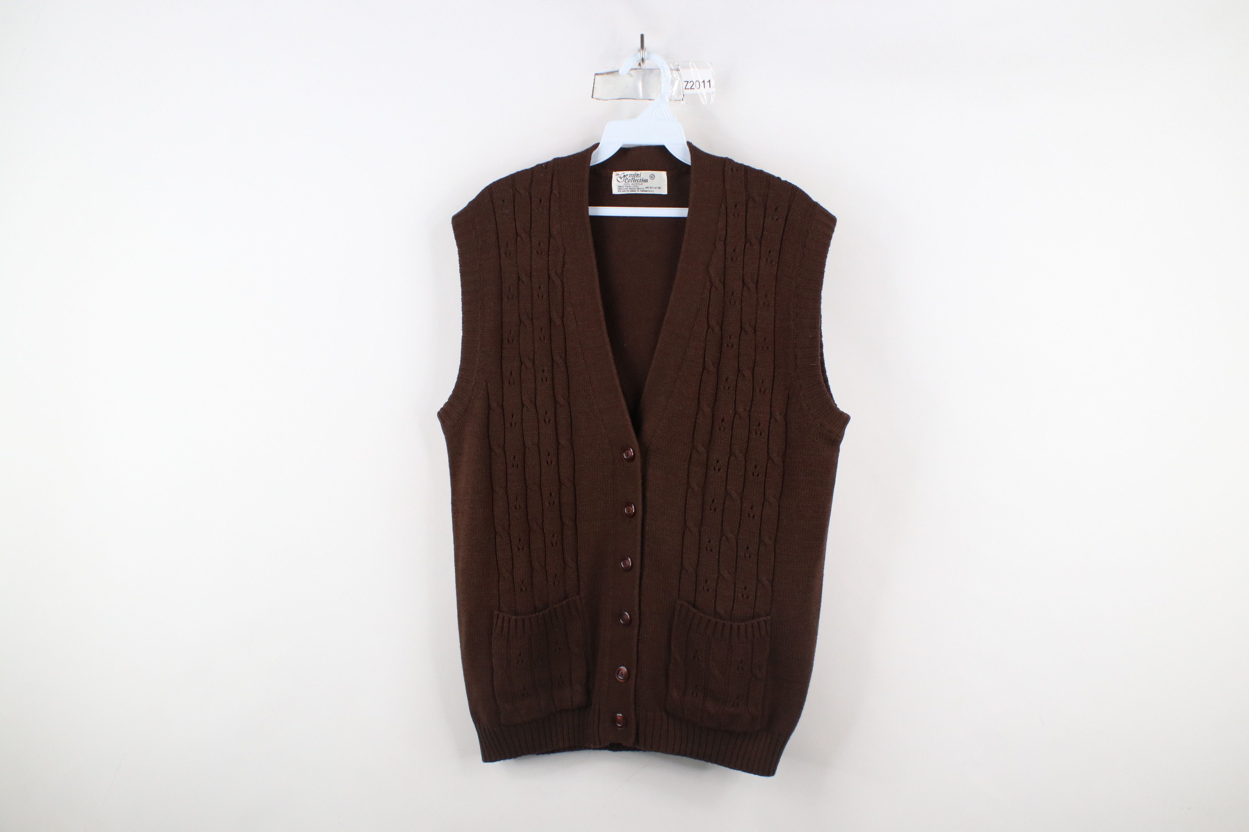 Vintage Vintage 70s Streetwear Geometric Cable Knit Sweater Vest Size M / US 6-8 / IT 42-44 - 1 Thumbnail