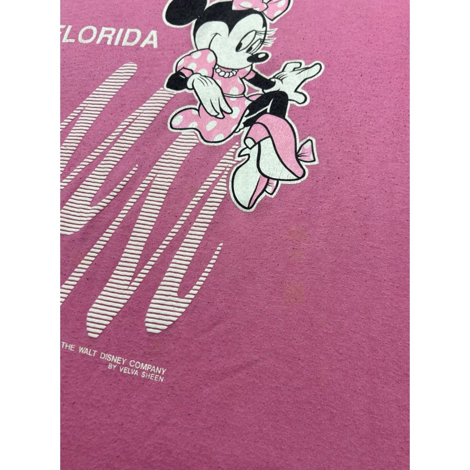 Disney VINTAGE 80s Minnie Mouse Disney Florida single stitch pink T-Shirt LARGE Men Size US L / EU 52-54 / 3 - 3 Thumbnail