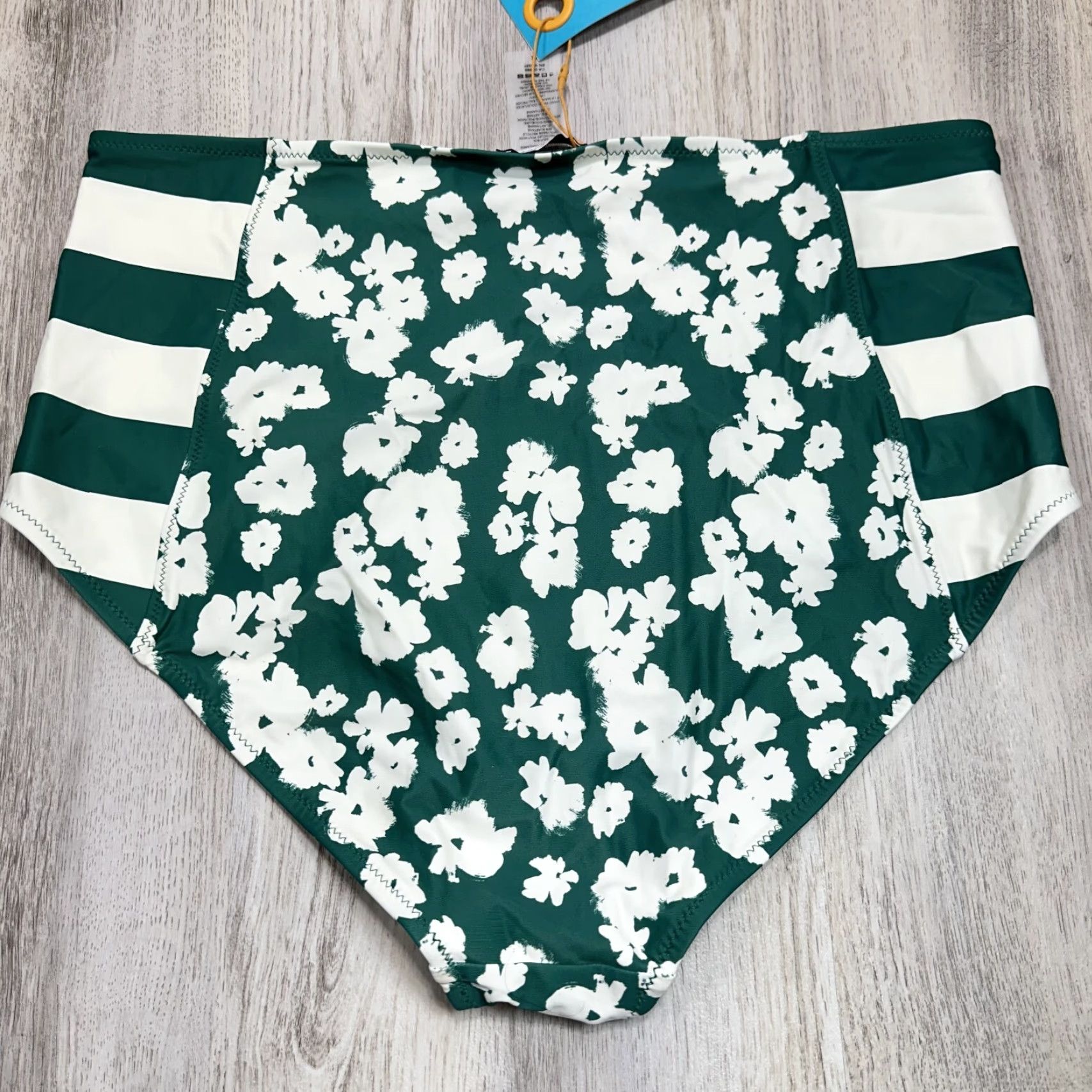Tanya Taylor Tanya Taylor KAIA Bikini Bottom Green Floral Striped High Waist Swim 1X NWT Womens Size 40" / US 18 - 3 Thumbnail