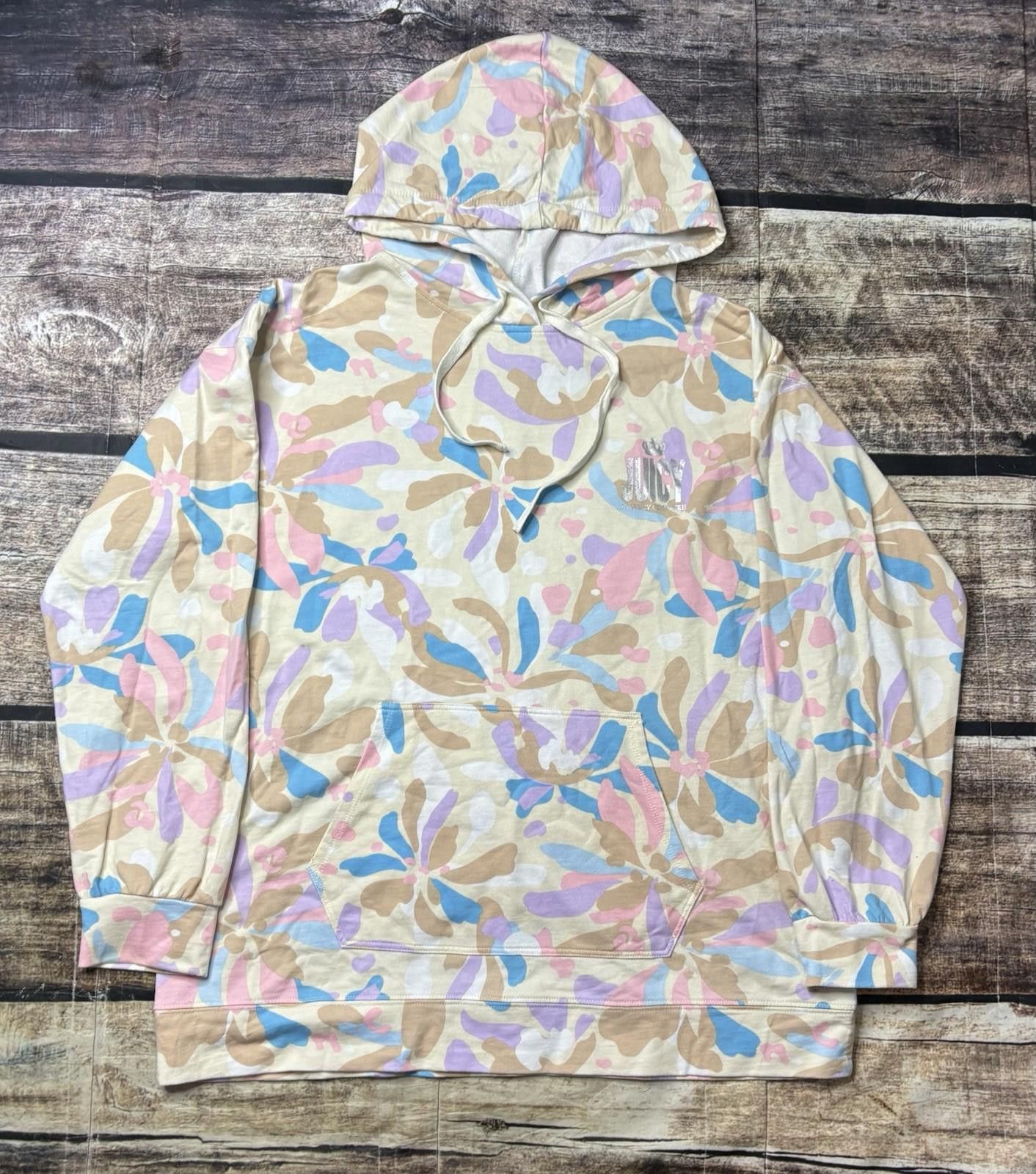 Juicy Couture Jeans Juicy Couture Hoodie Womens Large Floral Splatter Drawstring Size L / US 10 / IT 46 - 1 Thumbnail
