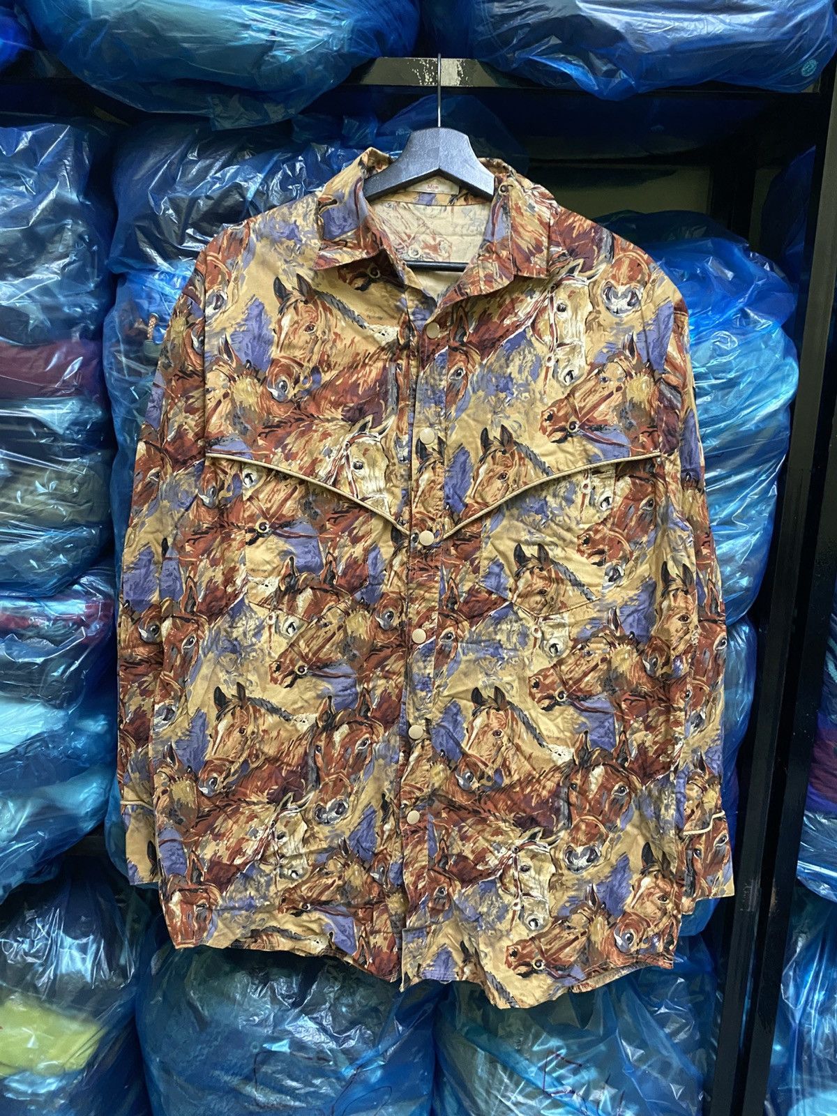 Handmade VINTAGE HANDMADEHORSE MOTIVE WESTERN SHIRT Size US L / EU 52-54 / 3 - 1 Thumbnail
