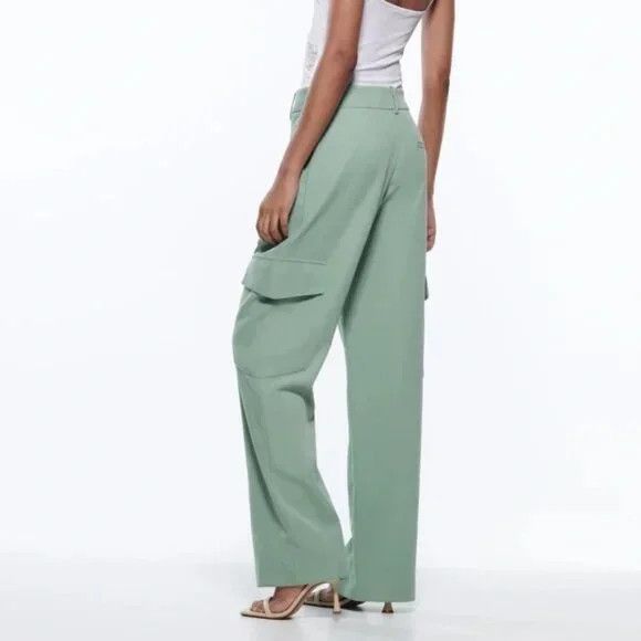 Zara Zara Soft Cargo Pants Side Pockets Mint Straight Wide XS Size 25" / US 0 / IT 36 - 1 Thumbnail