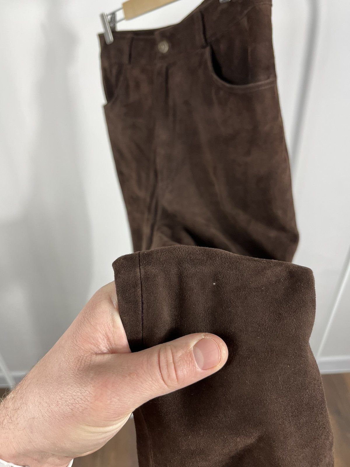 Leather Vintage Suede Leather Pants Brown Classic Fit Straight Leg Size US 32 / EU 48 - 8 Thumbnail