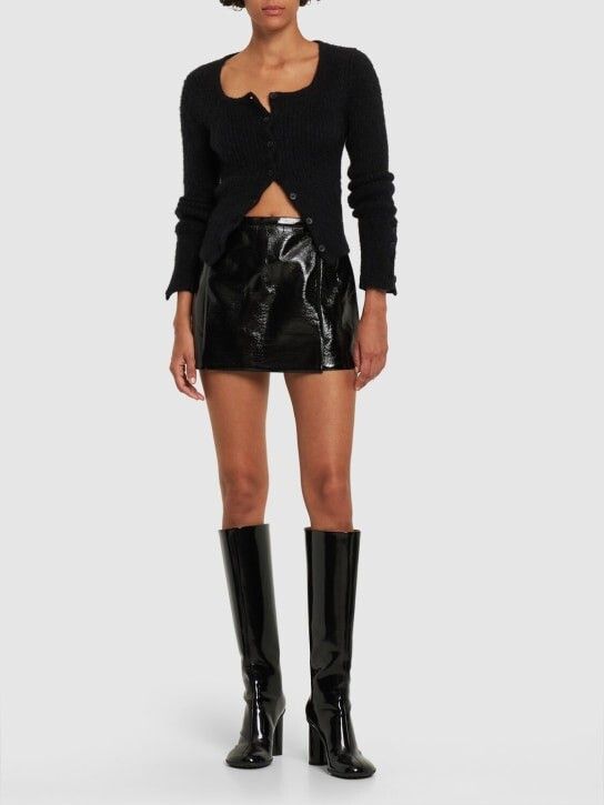 Courreges o1mle0824 Heritage A-Line Vinyl Mini Skirt in Black Size 25" / US 0 / IT 36 - 3 Thumbnail