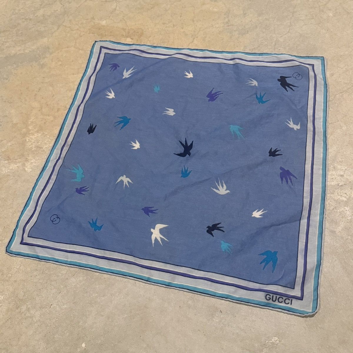 Gucci Vintage 1980s Gucci Bird Motif GG Silk Scarf Bandana 18x18 Size ONE SIZE - 2 Thumbnail
