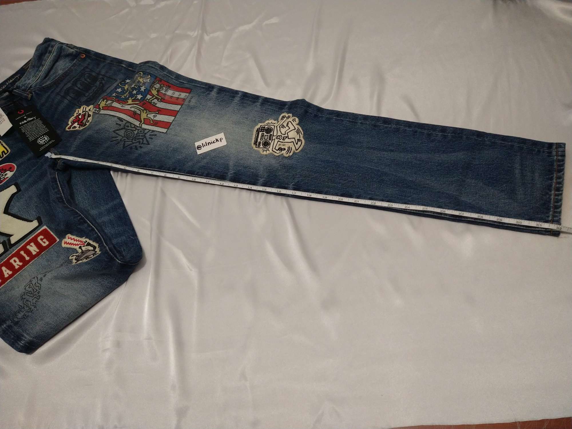 Keith Haring KEITH HARING PATCHES GRAPHICS MEN'S SLIM FIT JEANS Size US 28 / EU 44 - 5 Thumbnail