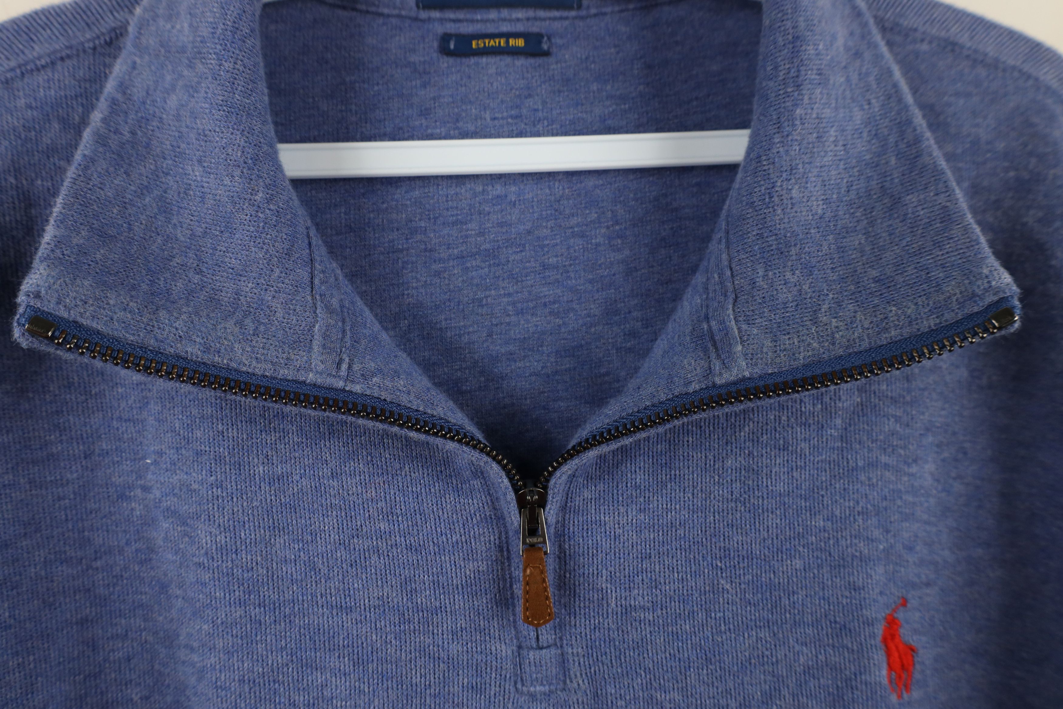 Ralph Lauren × Vintage Vintage Ralph Lauren Rib Ribbed Knit Half Zip Sweater Blue Size US L / EU 52-54 / 3 - 10 Thumbnail