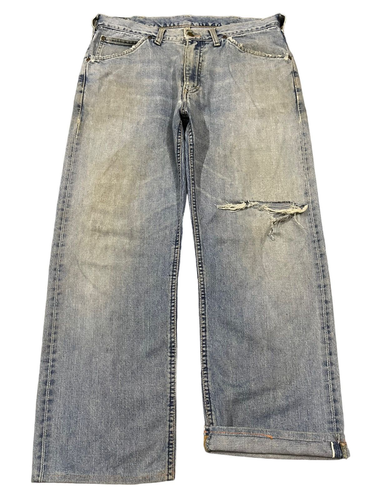 Vintage 90s Lee Riders Half Selvedge Distressed Baggy Jeans