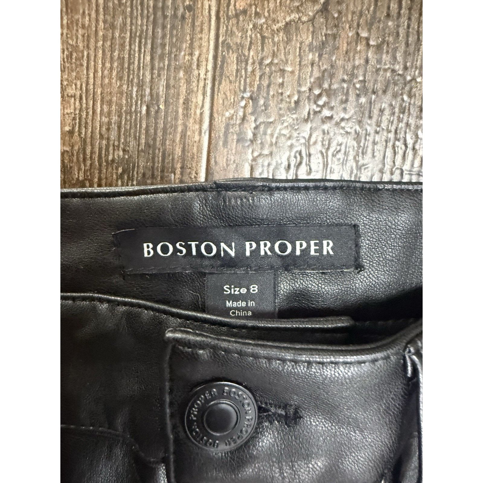 Boston Proper Boston Proper Faux Leather Flare Black Pants size 8 Size 30" / US 8 / IT 44 - 3 Thumbnail