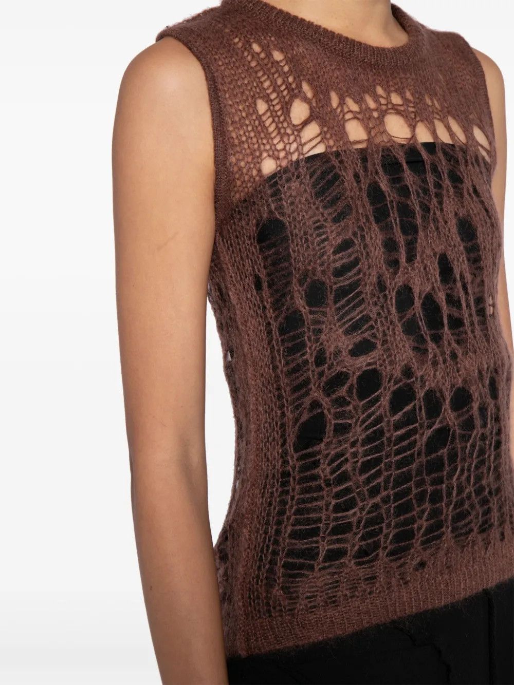 Rick Owens o1y0126 Sleeveless Sweater in Brown Size XS / US 0-2 / IT 36-38 - 4 Thumbnail
