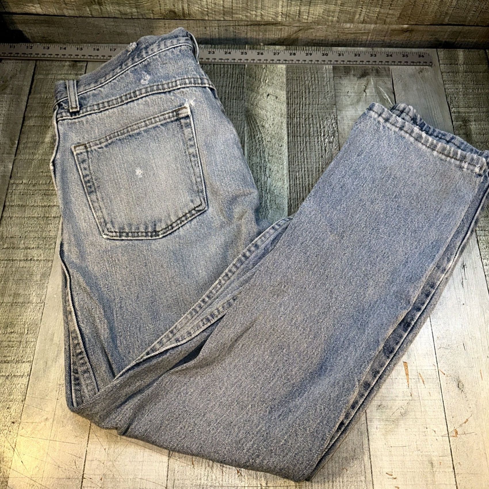 Wrangler VINTAGE Wrangler Jeans 34x32 Light Wash USA Made Red Tag Premium Quality Denim jeans Mens 34 34x32 Light Blue Red USA Wrangler Size US 34 / EU 50 - 5 Thumbnail