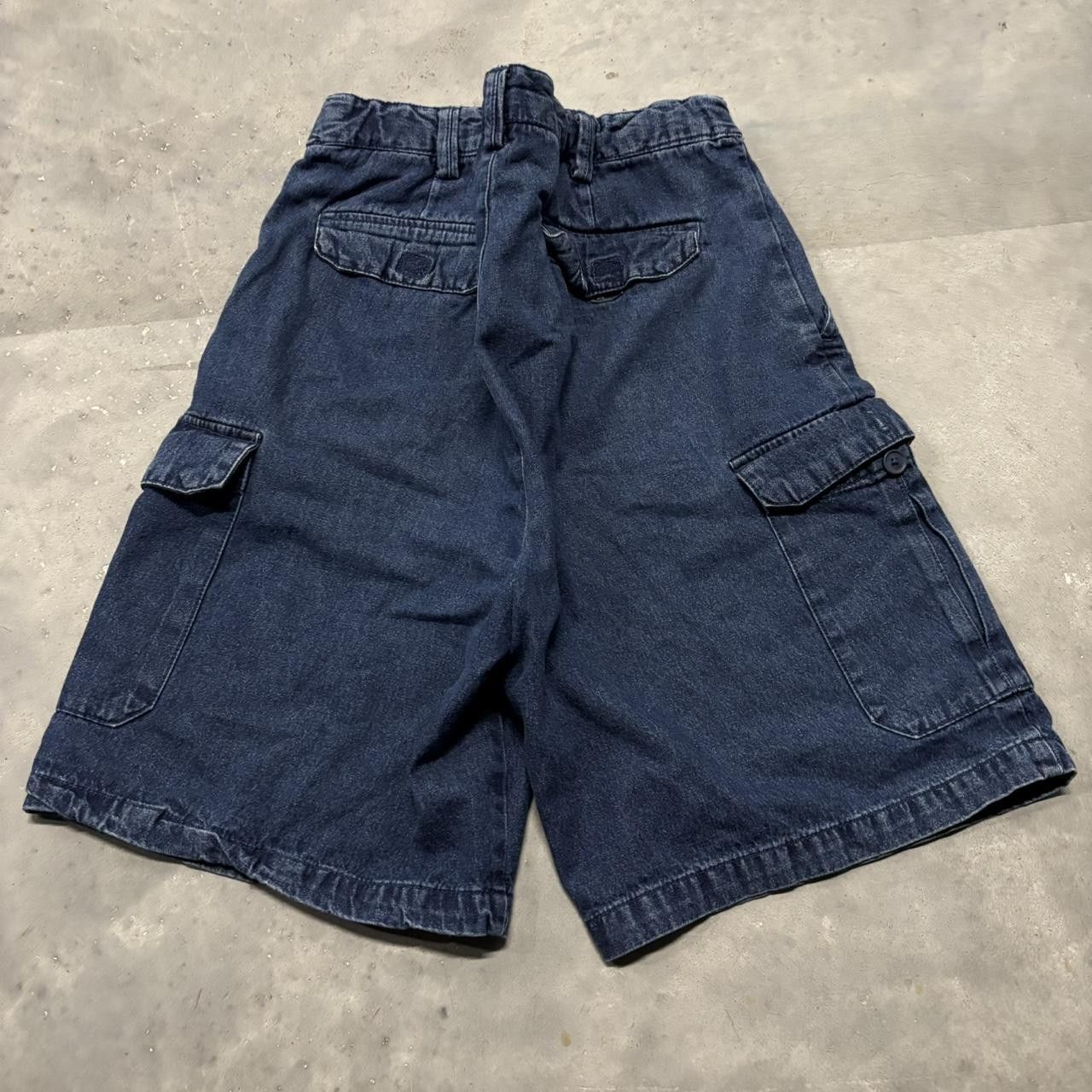 Japanese Brand × Vintage Crazy Vintage Y2K/2000s Baggy Blue Denim Cargo Jean Shorts Jorts! Size US 34 / EU 50 - 5 Thumbnail