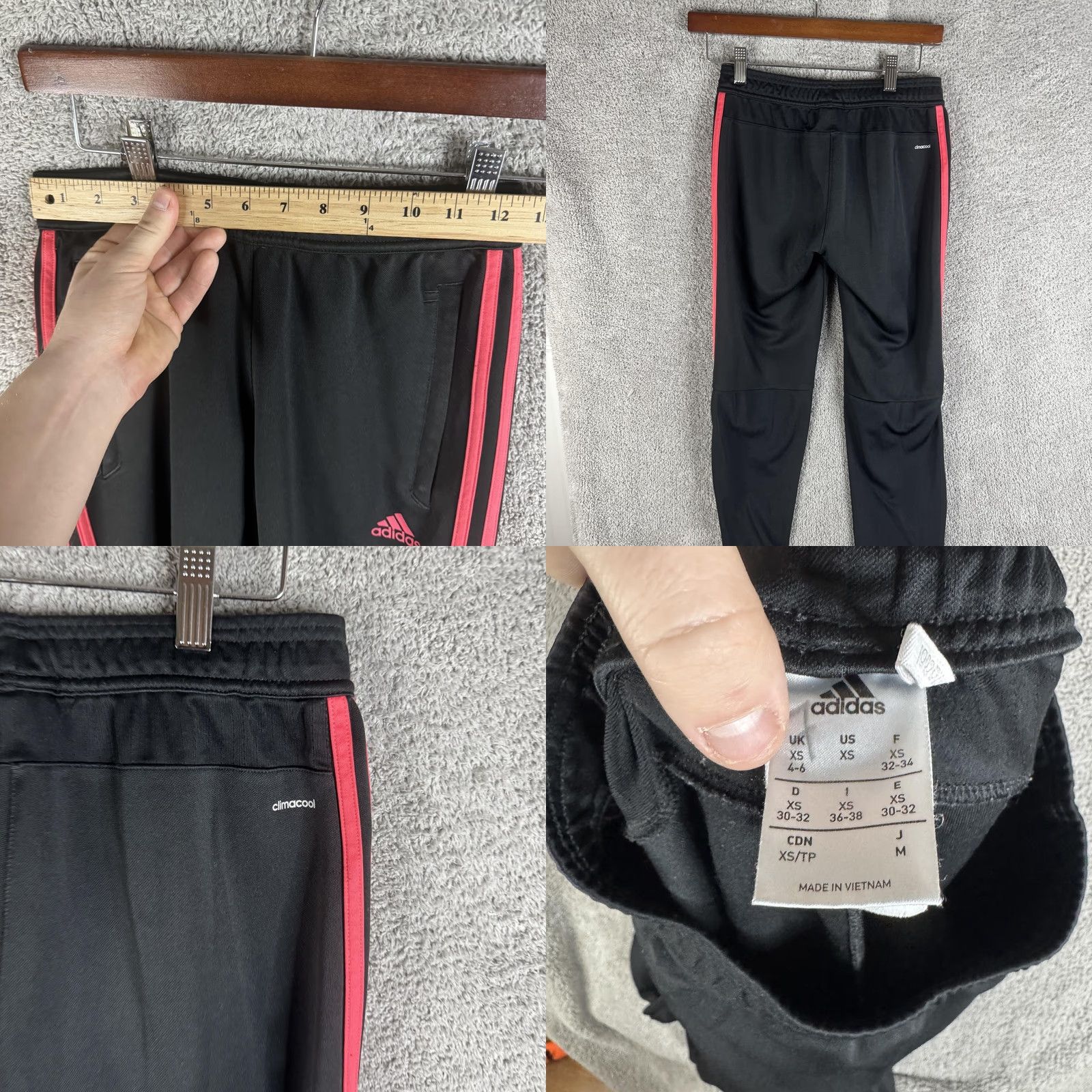 Adidas Adidas Climacool Track Pants Mens XS Black Pink 3 Stripe Zip Ankle Athletic Size US 27 - 9 Thumbnail