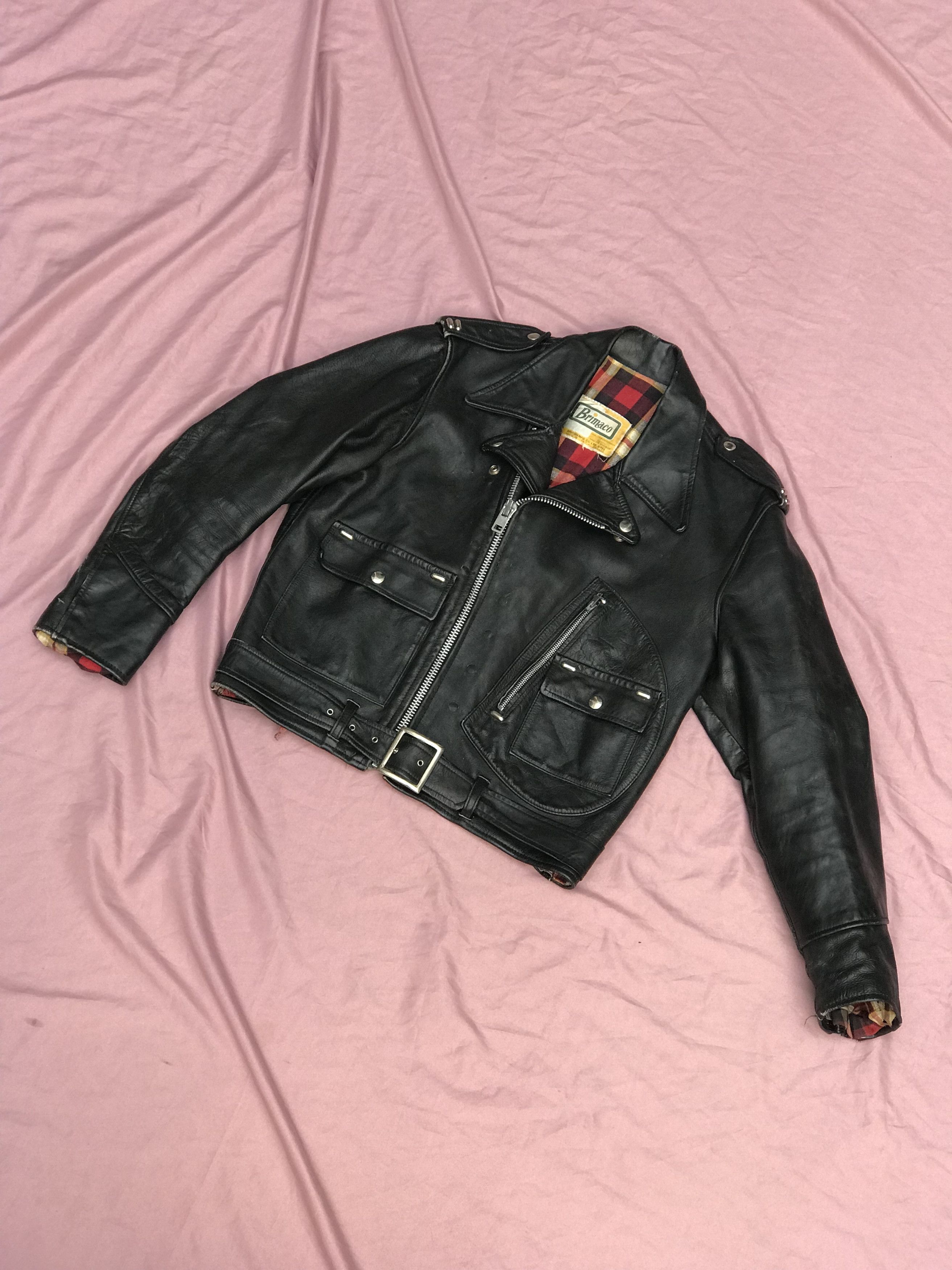 Other BRIMACO ANTIQUE 60s LEATHER PERFECTO JACKET Size US S / EU 44-46 / 1 - 2 Thumbnail