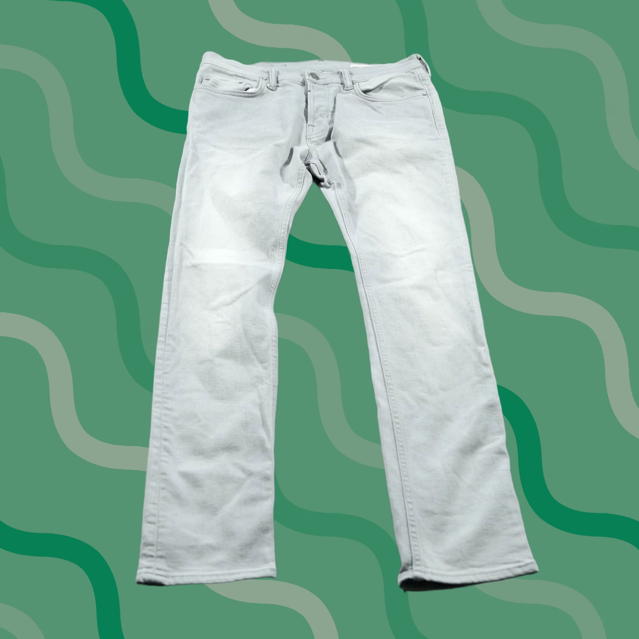 Allsaints AllSaints Jeans Slim Cigarette 32x32 Gray Light Denim Men Regular Adult Light Wash 5-Pocket Logo Hip Hop Band Rock Skinny Style Jeans Mens Size US 32 / EU 48 - 1 Thumbnail