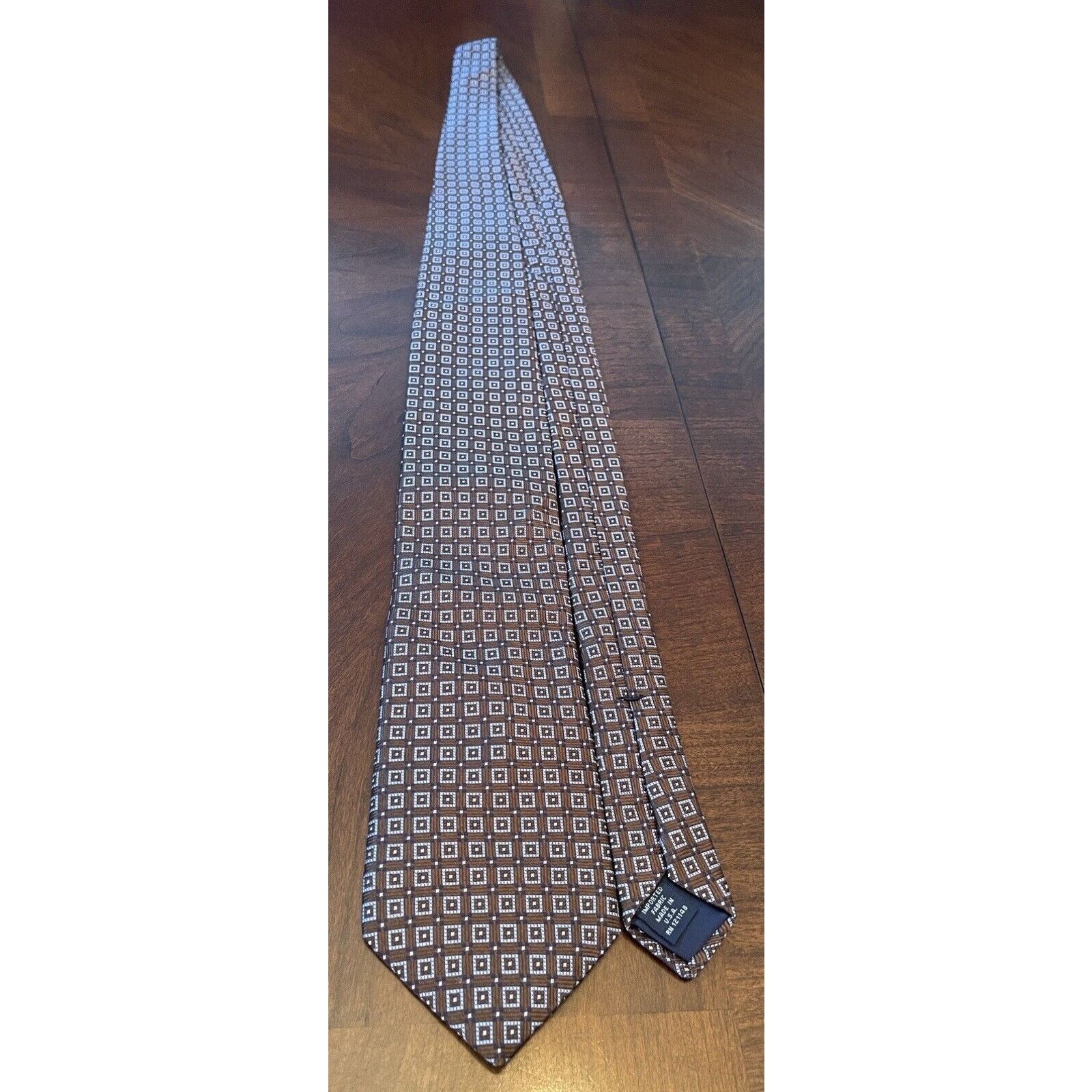 Other HSM Brown Blue 100% Imported Silk Men’s Neck Tie Made In Usa Size ONE SIZE - 3 Thumbnail