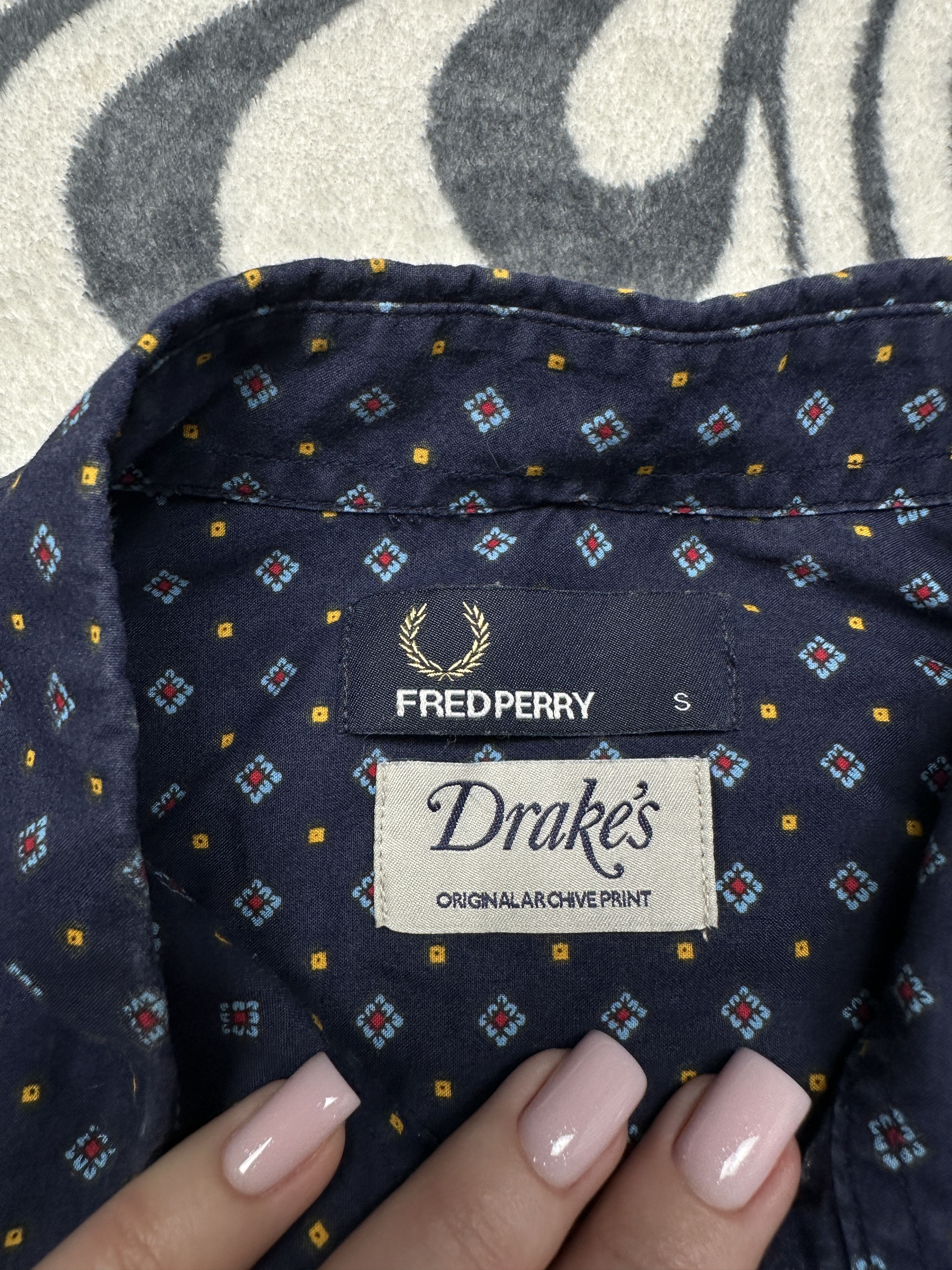 Drake's Fred Perry & Drakes Mens Long Sleeve Shirt Size US S / EU 44-46 / 1 - 4 Thumbnail