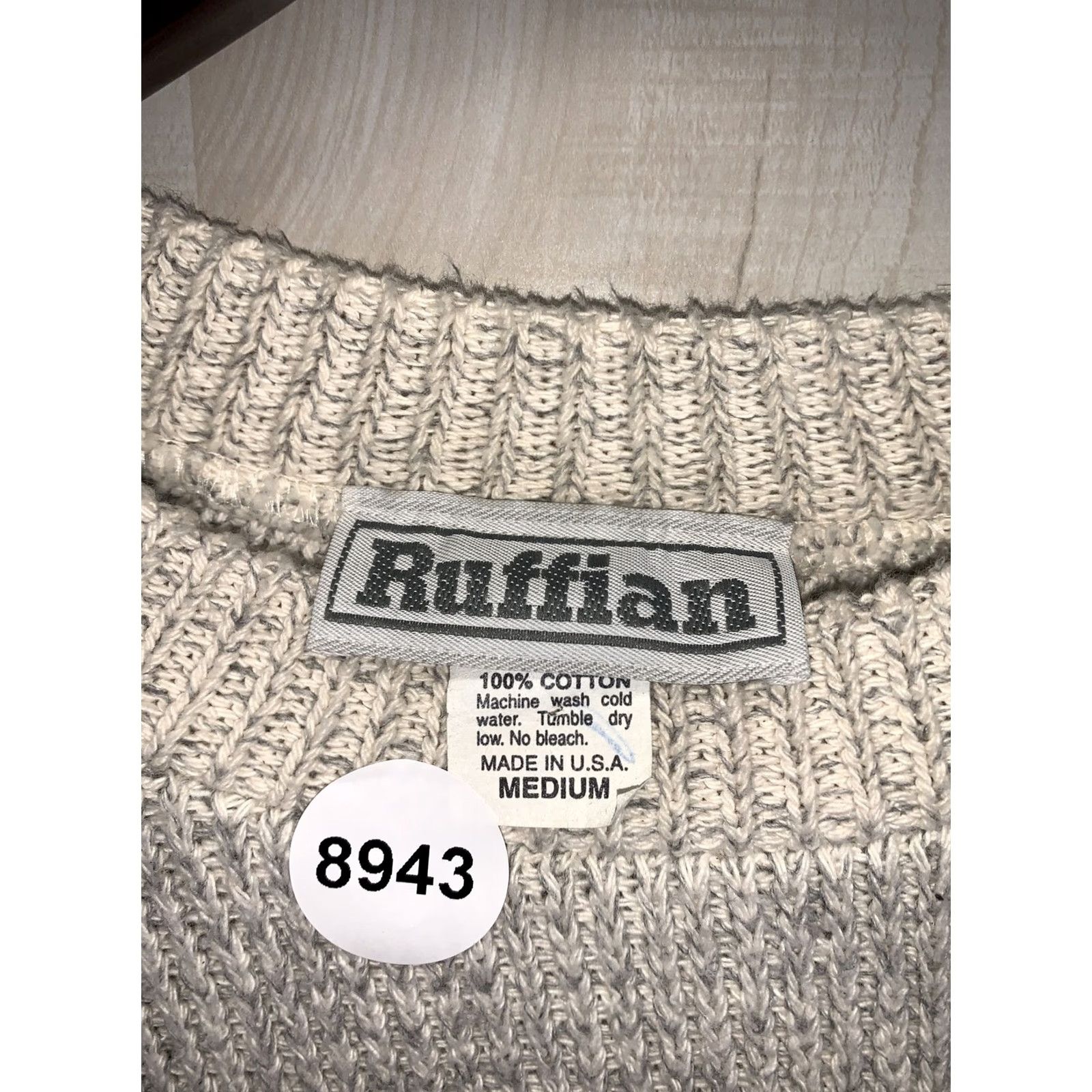 Vintage VINTAGE Ruffian Striped Knit Cotton Pullover Sweater M Mens 90s Oatmeal Navy Plum purple Hash 90s theme Size US M / EU 48-50 / 2 - 4 Thumbnail