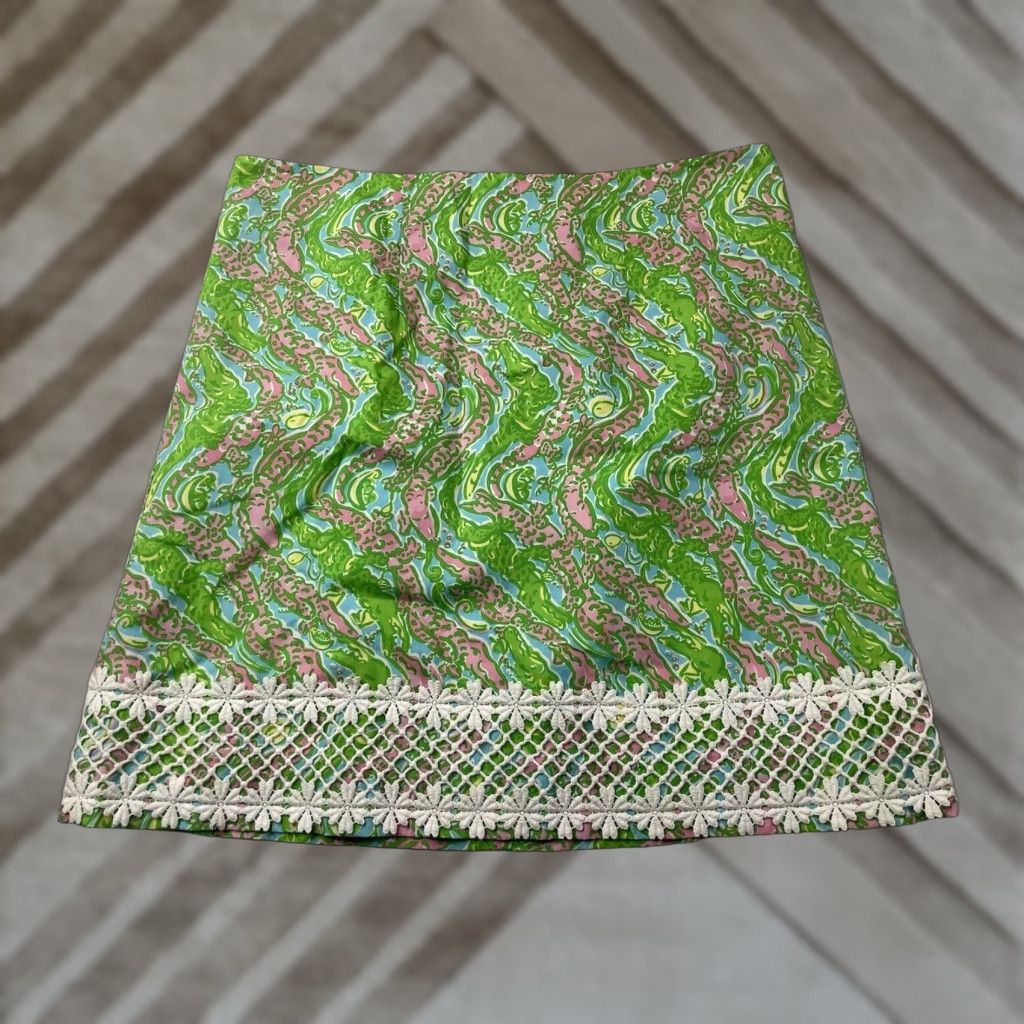 Lilly Pulitzer Lilly Pulitzer Skirt 56015 Alligator Lace Pink Green Chomp Chomp Lavender Multicolor Short Mini 6 Womens Mens? No gender specified. End with Womens. Size 28" / US 6 / IT 42 - 1 Thumbnail