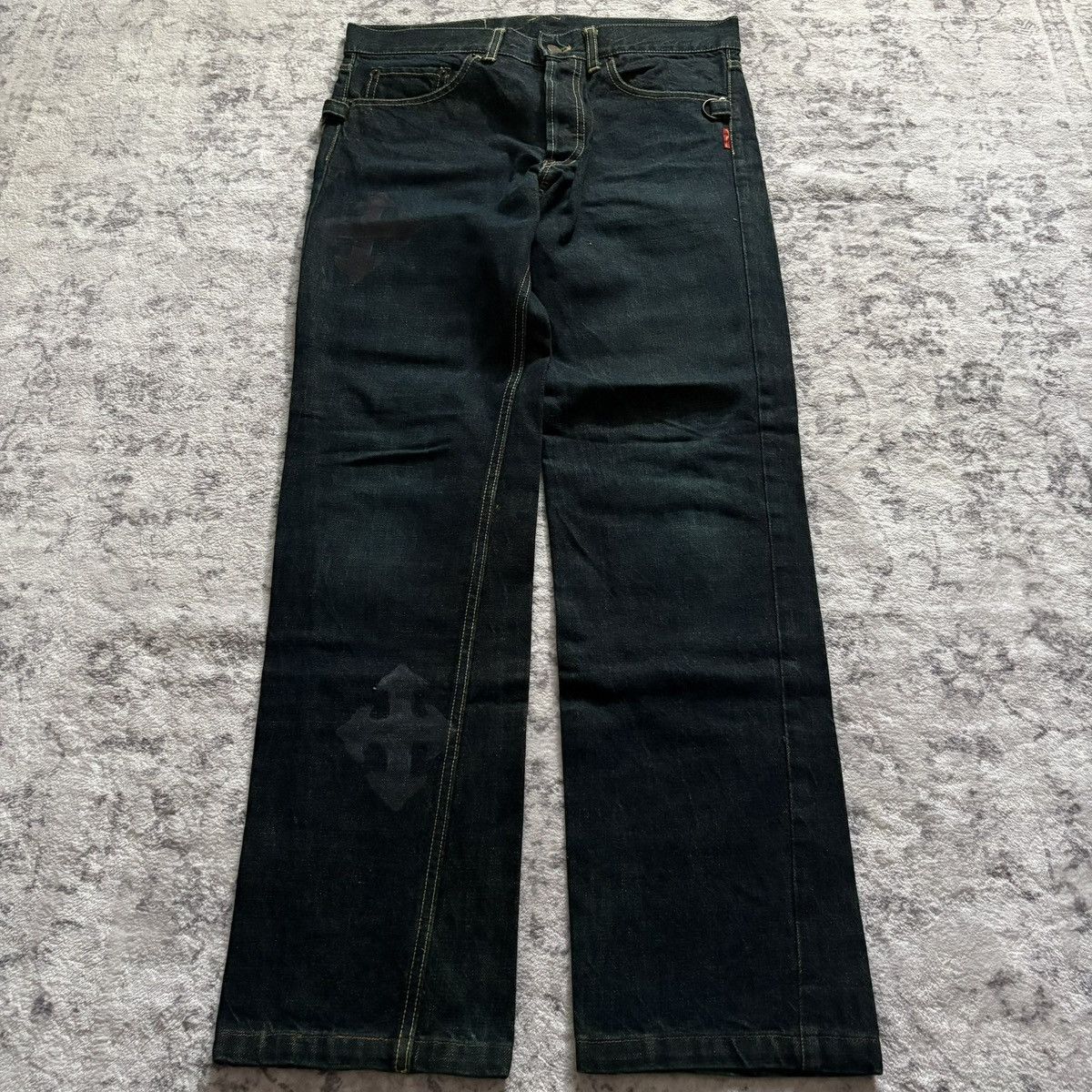 Beauty Beast Beauty:Beast Cross Arrow Print Denim Jeans Dark Green | 3 Size US 32 / EU 48 - 1 Thumbnail