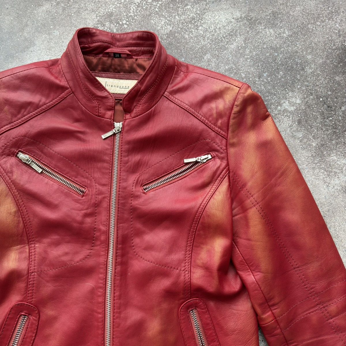 20471120 Vintage Y2K Faded Biker Leather Jacket Size XS / US 0-2 / IT 36-38 - 10 Thumbnail