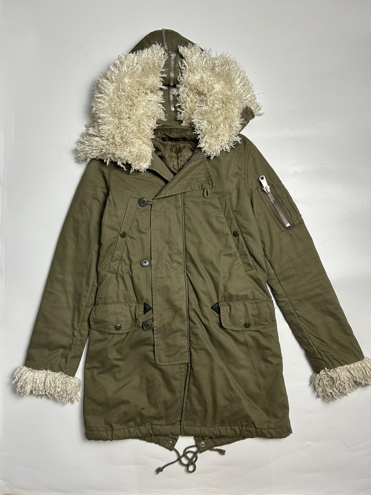 Japanese Brand × MOUSSY MOUSSY FAUX FUR HOODIE MULTI POCKET PARKA STYLE JACKET Size S / US 4 / IT 40 - 1 Thumbnail