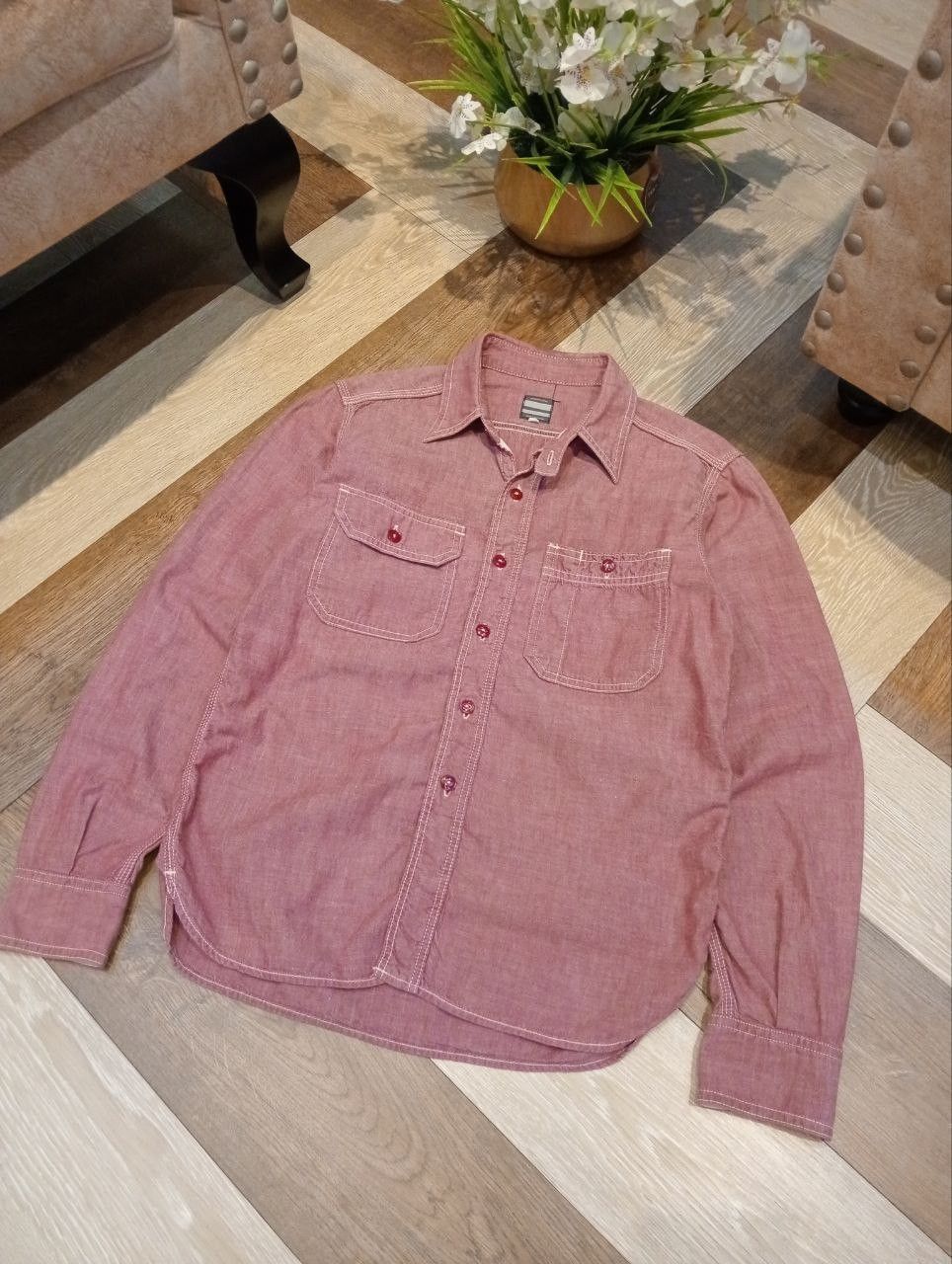 Momotaro Jeans MOMOTARO JEANS 5OZ SELVEDGE CHAMBRAY WORK SHIRT Size US S / EU 44-46 / 1 - 3 Thumbnail