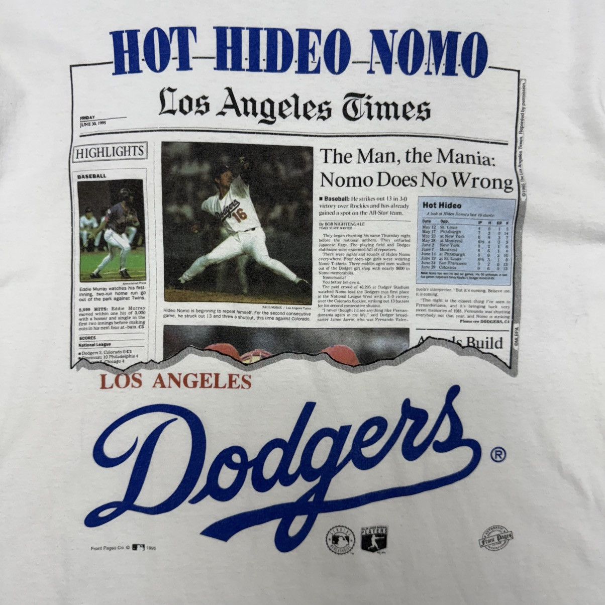 MLB Vintage Hideo Nomo Newspaper Print Tee Size US M / EU 48-50 / 2 - 2 Thumbnail