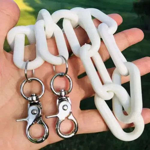 Other Chunky Unisex White Acrylic Wallet Pant Chains Belt chains Size ONE SIZE - 4 Thumbnail