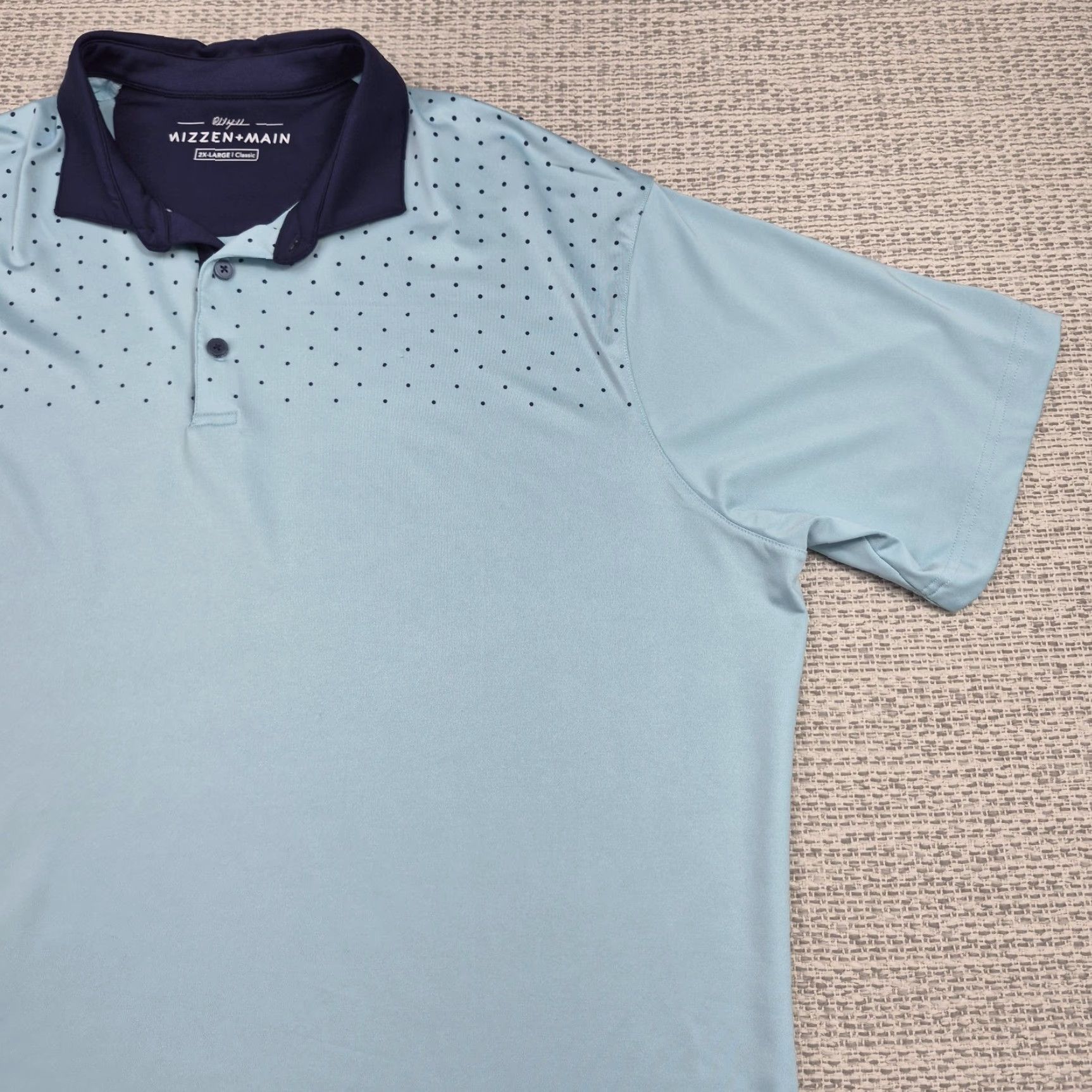 Mizzen+Main Mizzen+Main Golf Polo Shirt Mens 2XL Blue Polka Dot Classic Fit Short Sleeve Size US XXL / EU 58 / 5 - 2 Thumbnail