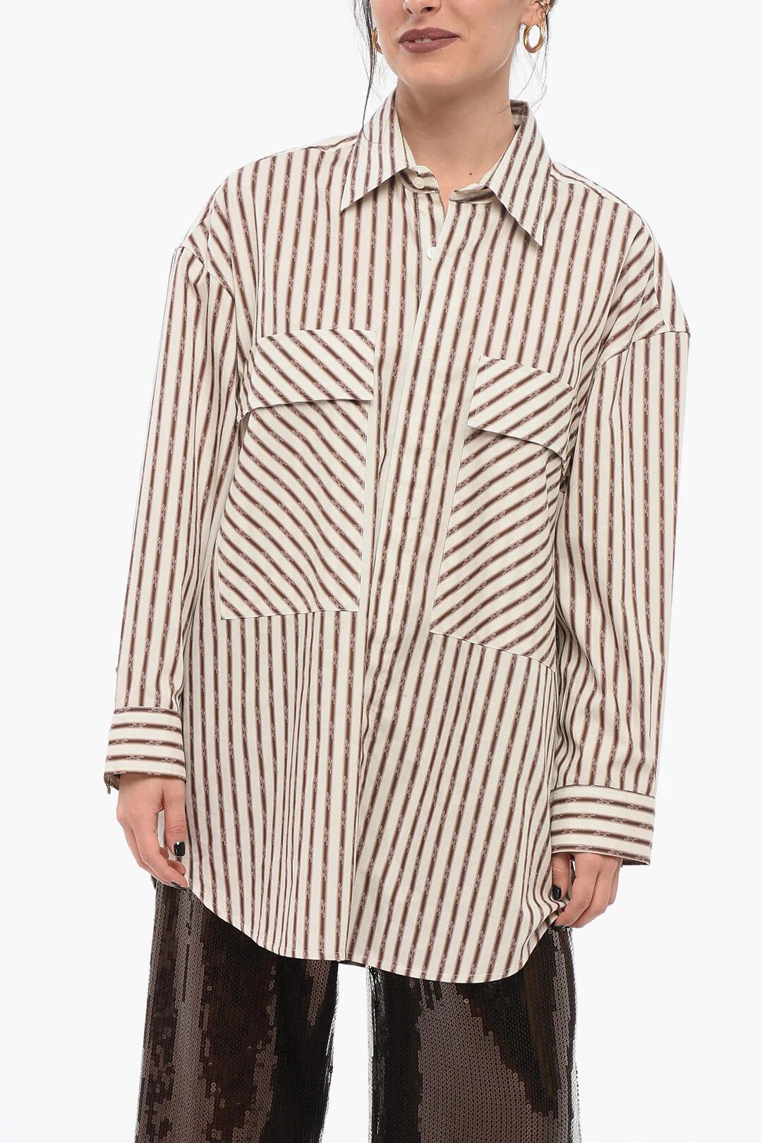 Amiri og1mm0426 Long-Sleeved Blouse in Brown Size S / US 4 / IT 40 - 1 Thumbnail