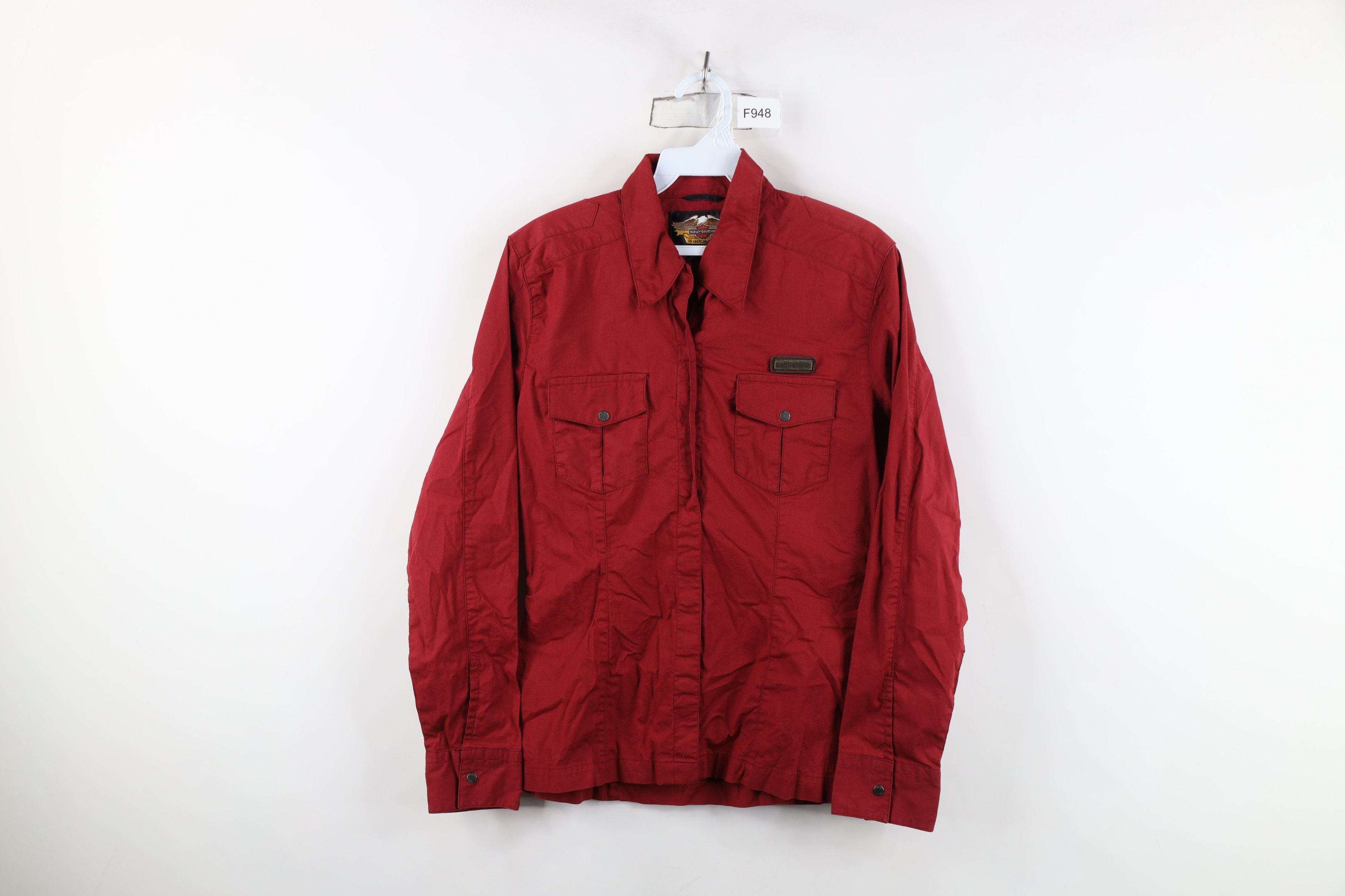 Harley Davidson Vintage Harley Davidson Spell Out Collared Button Shirt Red Size S / US 4 / IT 40 - 1 Thumbnail
