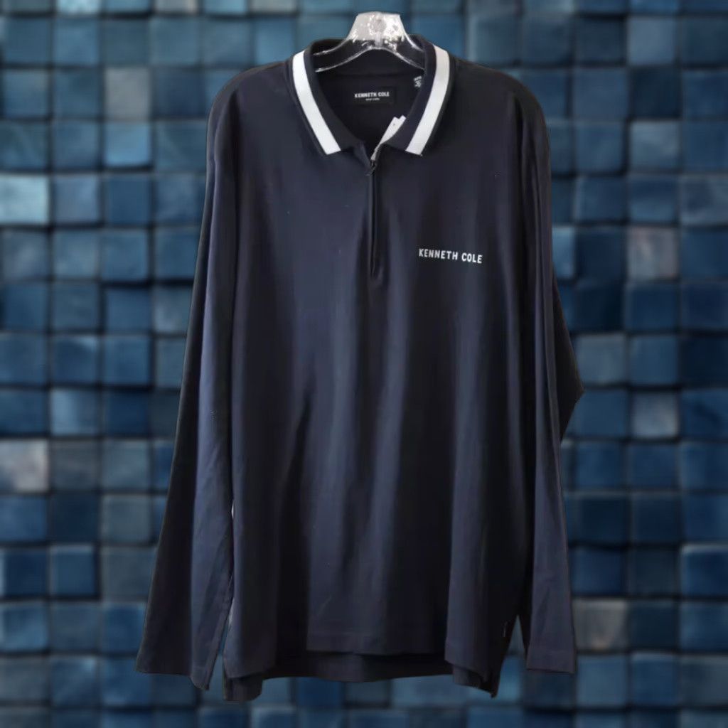 Kenneth Cole NEW NWT Kenneth Cole Mens Navy Blue Collared 1/4 ZipUp LongSleeve Shirt Size XXL Size US XXL / EU 58 / 5 - 1 Thumbnail