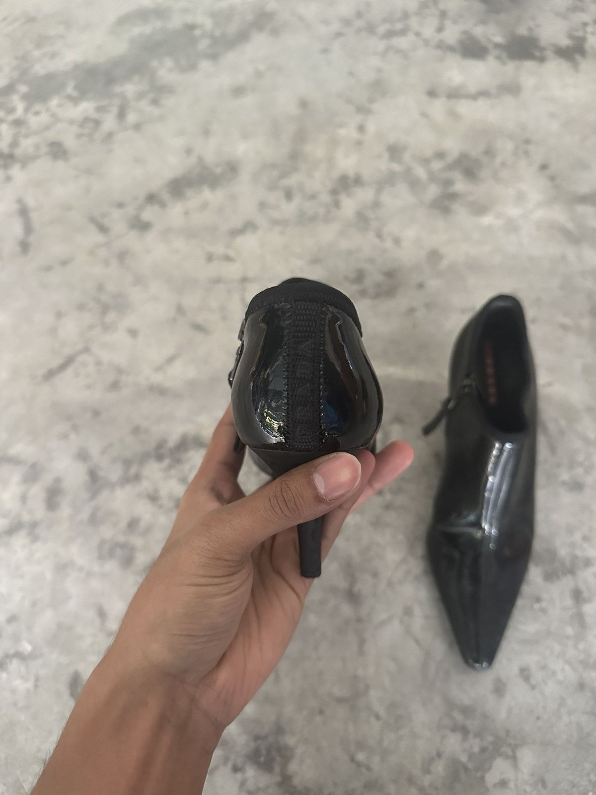 Prada Prada Black Patent Leather Ankle Boots Size US 5 / IT 35 - 6 Thumbnail