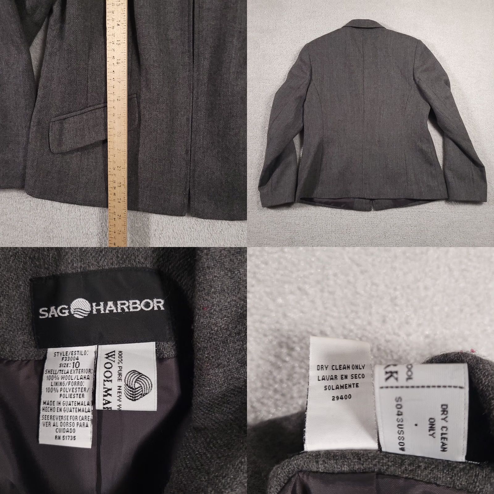 Vintage VINTAGE Sag Harbor 100% Wool Blazer Jacket Women's 10 Gray Full Zip Front Lined Blazer Jacket Women's 10 Gray Full Zip Front Lined Size L / US 10 / IT 46 - 9 Thumbnail