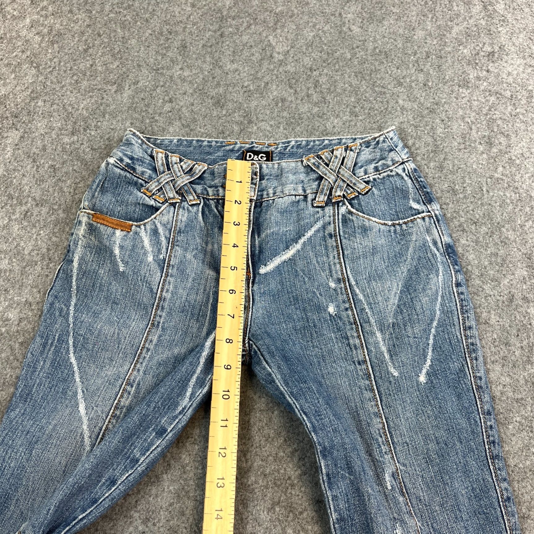 Dolce & Gabbana VINTAGE Dolce&Gabbana Jeans Bootcut Flare 24 32 UK 6 Low Rise Panel 5-Pocket Denim Blue Womens Jeans Size 28" / US 6 / IT 42 - 6 Thumbnail