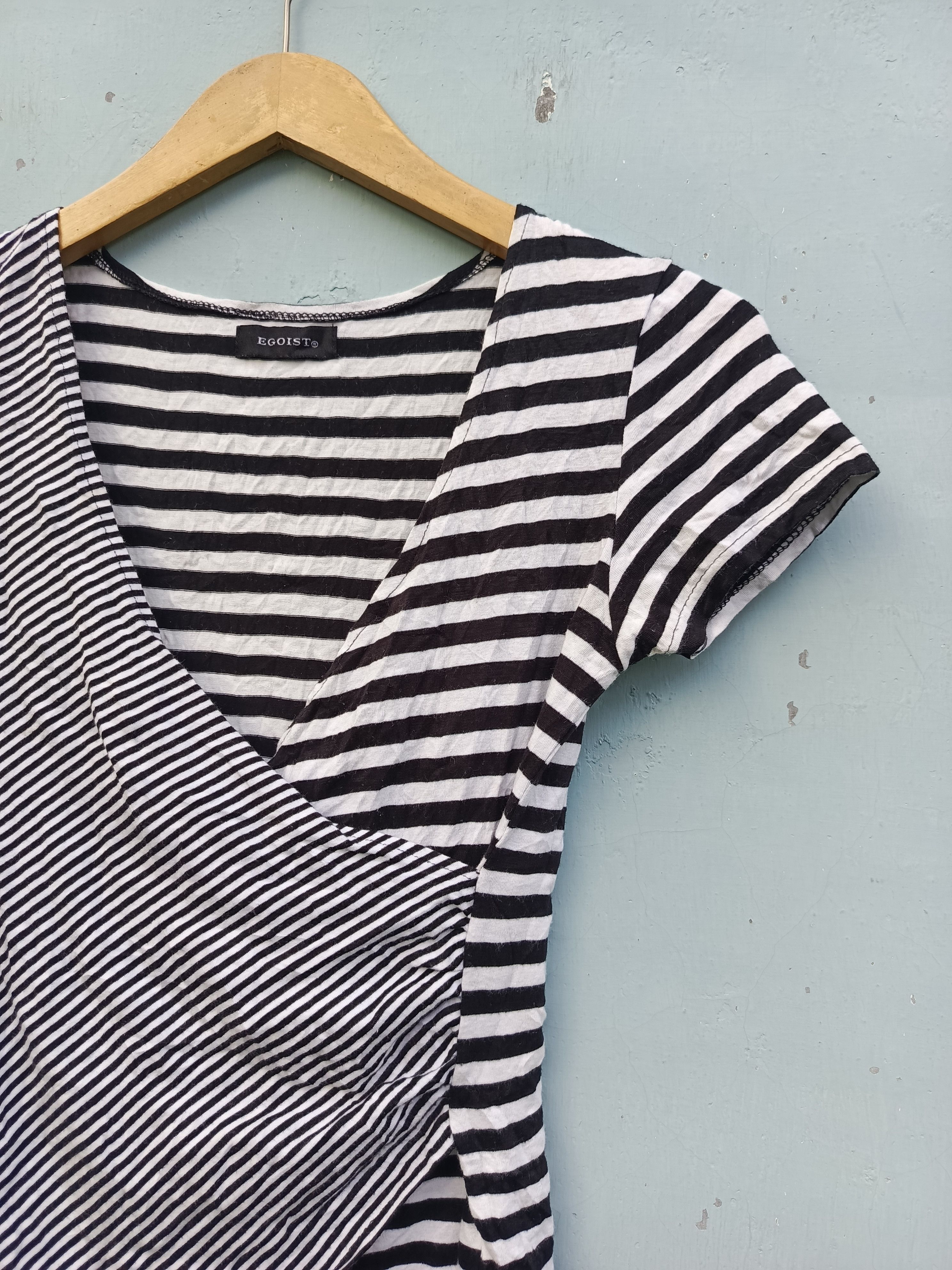Designer × Japanese Brand Egoist black white Stripes blouse tshirt Size XS / US 0-2 / IT 36-38 - 5 Thumbnail
