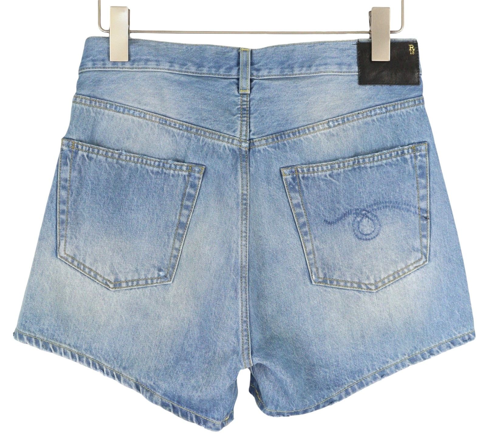 R13 CROSS OVER 28 Washed Blue Asymmetrical Shorts 85096 Size 28" / US 6 / IT 42 - 2 Thumbnail