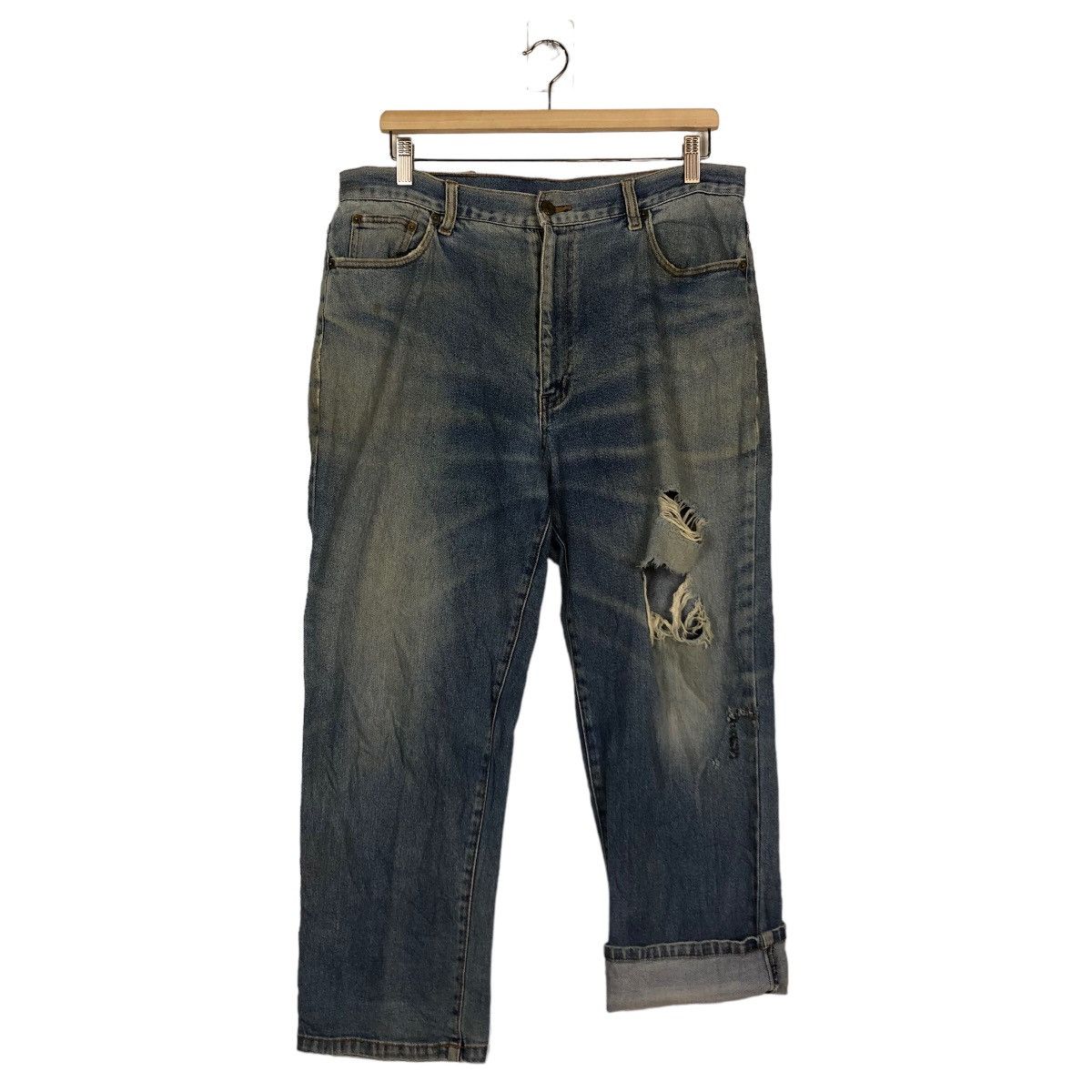 Japanese Brand RARE PUNK DESIGN DISTRESSED DENIM OSJ USA Size US 33 - 9 Thumbnail