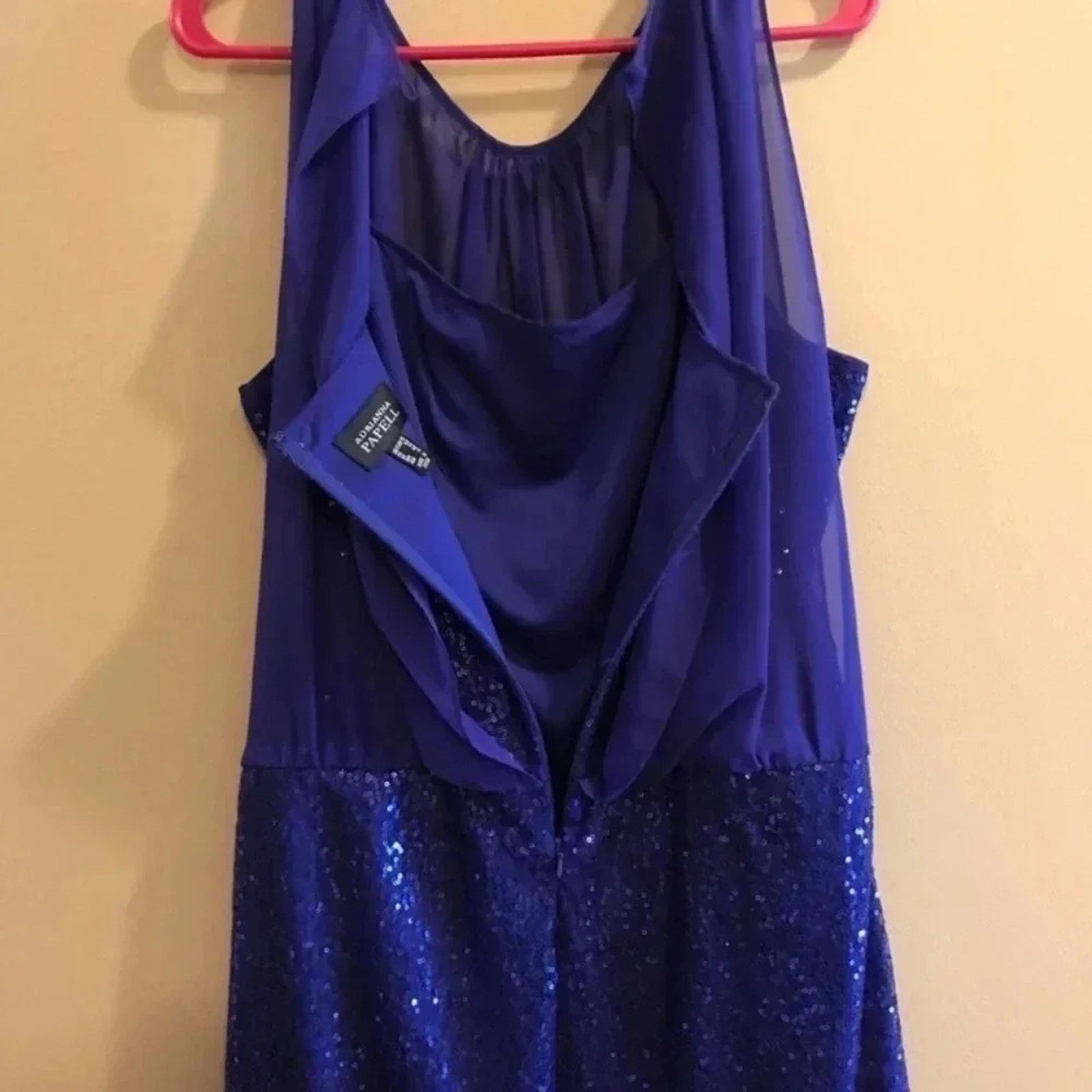 Adrianna Papell Adrianna Papell Blue Chiffon Sequin Mini Dress 10 Size L / US 10 / IT 46 - 6 Thumbnail