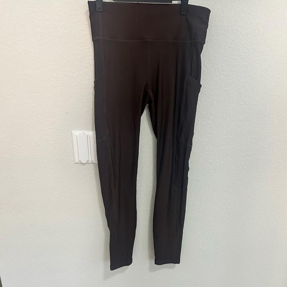 Fabletics Fabletics High-Waisted 7/8 Leggings Side Pockets Brown Large Size 36" / US 14 / IT 50 - 2 Thumbnail