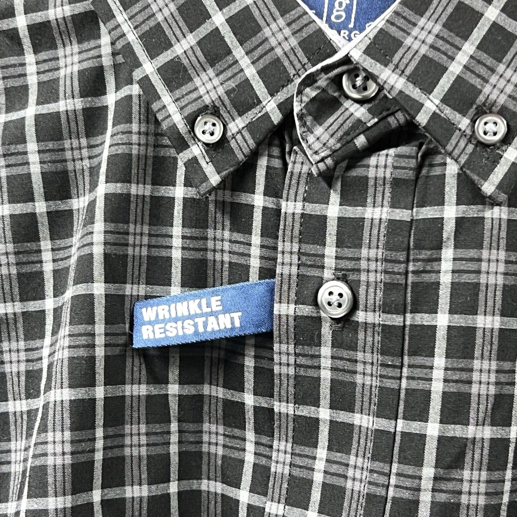 George GEORGE Mens Shirt Medium Black Plaid Classic Fit Button-Down Stretch Casual NWT Size US M / EU 48-50 / 2 - 7 Thumbnail