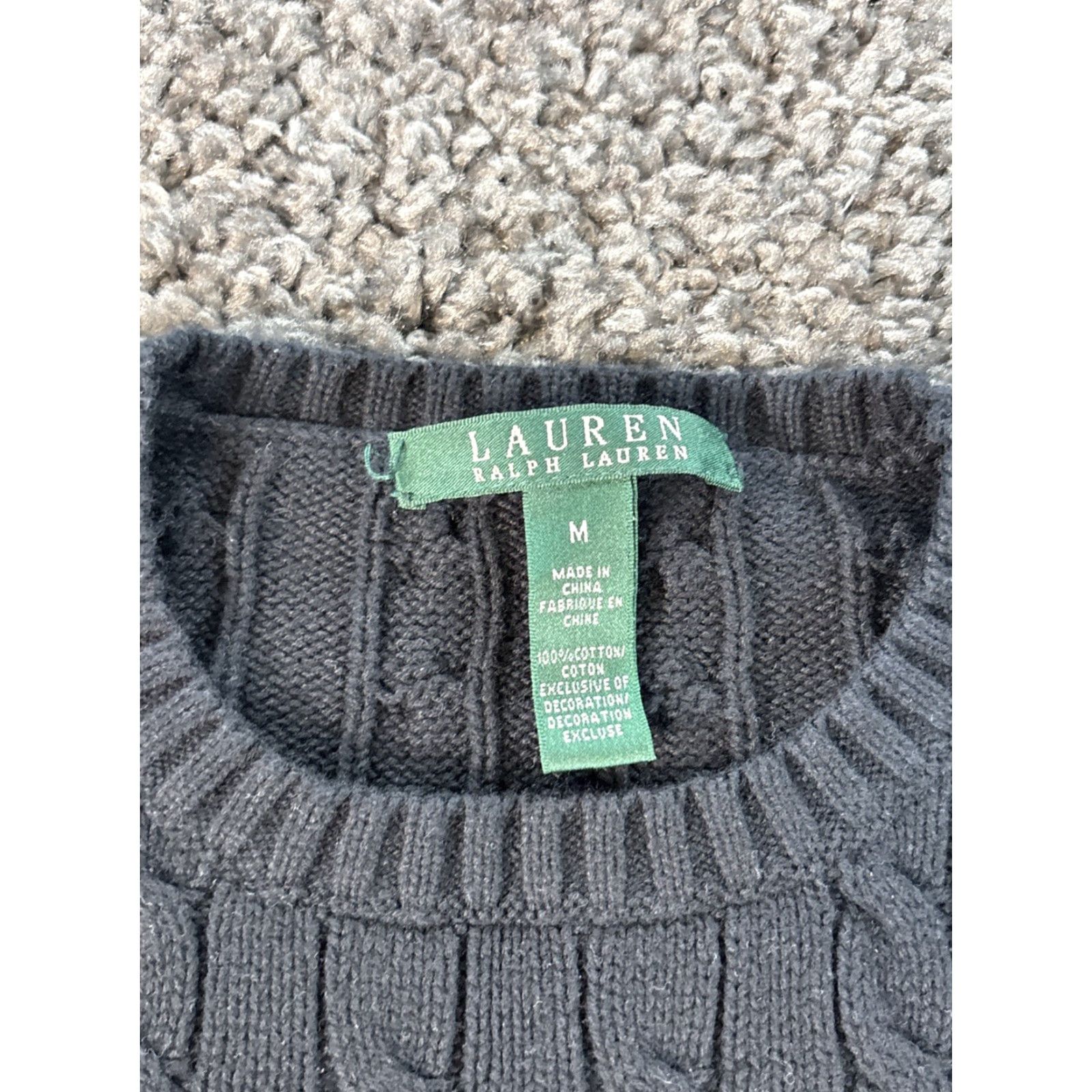 Ralph Lauren VINTAGE Lauren Ralph Lauren Sweater Cable Knit Crew Neck Long Sleeve Black M Women Pullover All Seasons Size M / US 6-8 / IT 42-44 - 4 Thumbnail