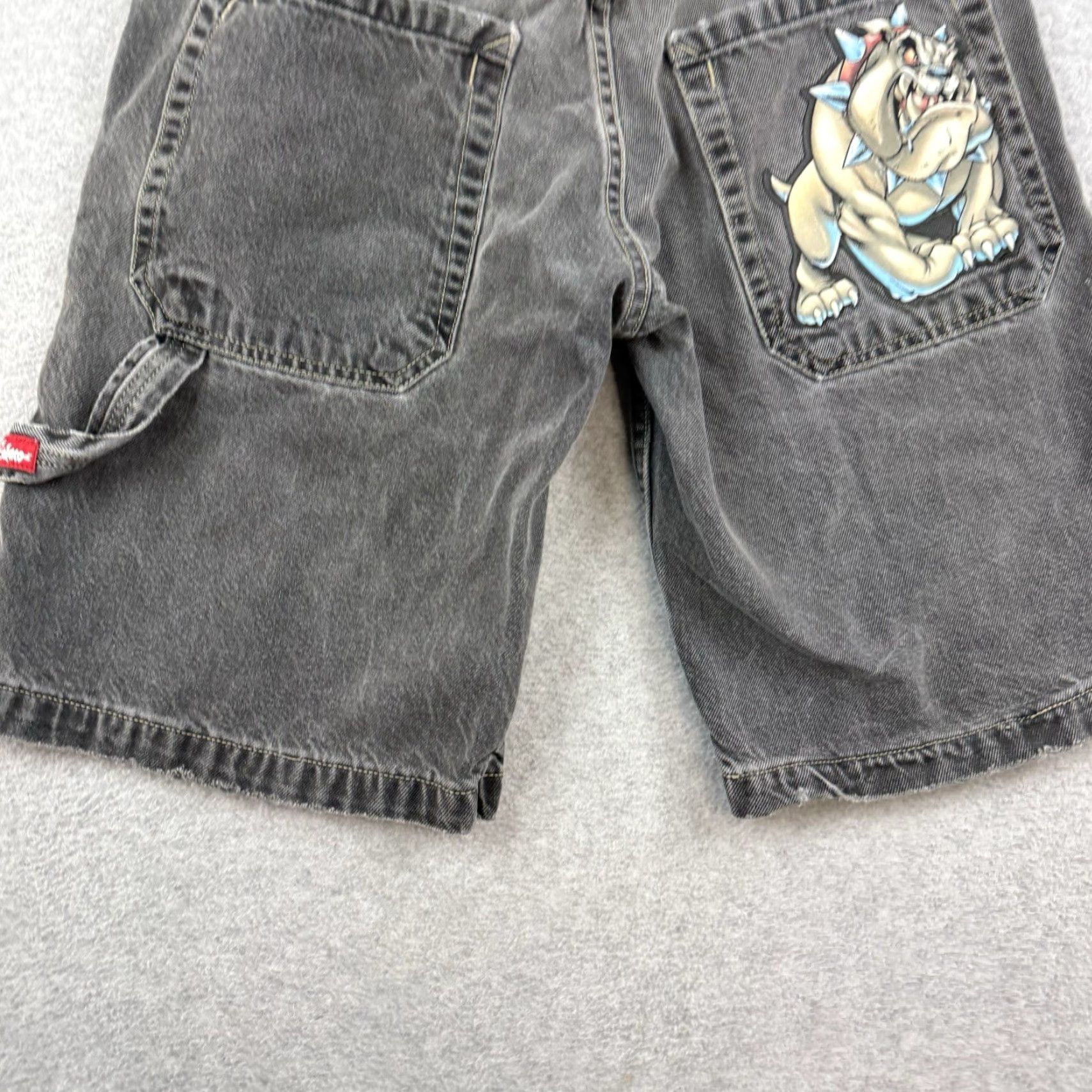 JNCO VINTAGE JNCO DenIM Short Jeans Baggy Wide Leg Gray Carpenter Bulldog 90s Grunge Mens 30 Black Denim 5-Pocket Baggy Style Size US 30 / EU 46 - 2 Thumbnail