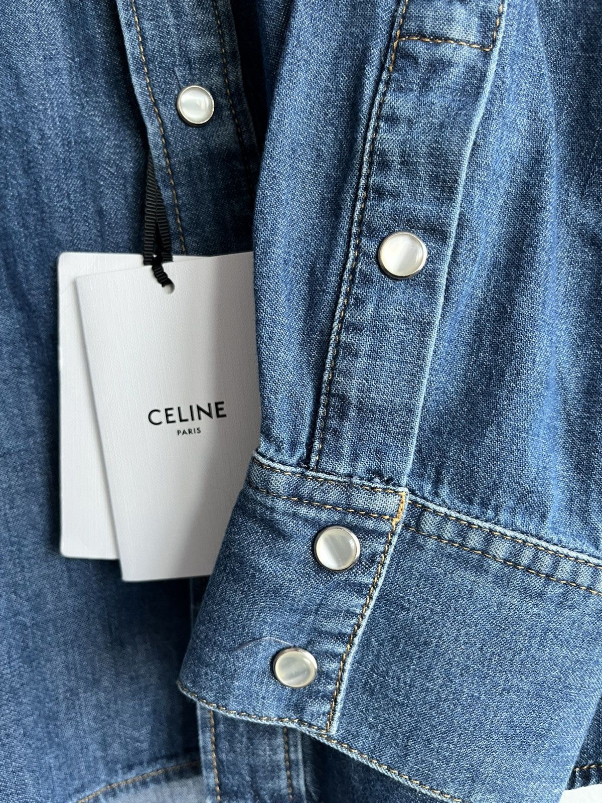 Celine × Hedi Slimane Brand New Rare Classic Hedi Slimane Celine Denim Shirt Size US XL / EU 56 / 4 - 8 Thumbnail