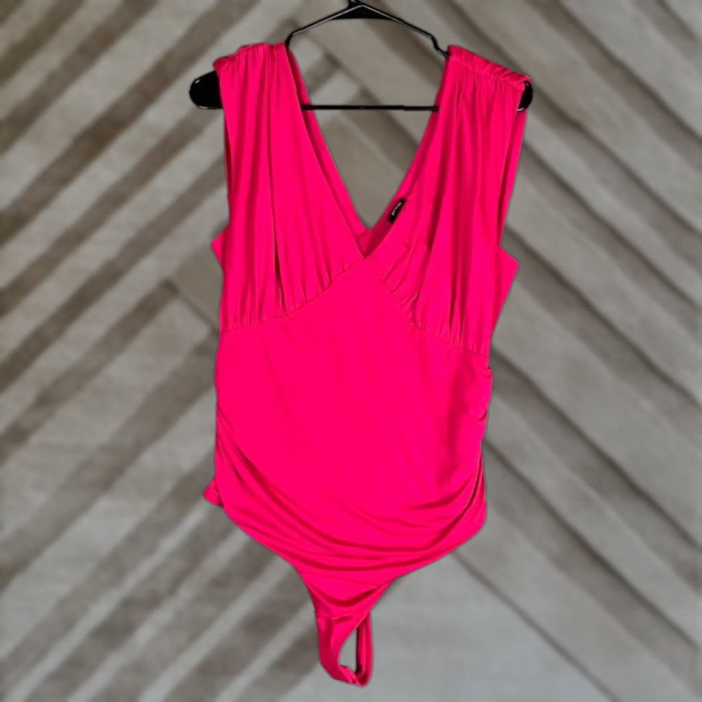 Express Express Bodysuit Womens Pink V Neck Sleeveless Runched Stretch L Size L / US 10 / IT 46 - 1 Thumbnail