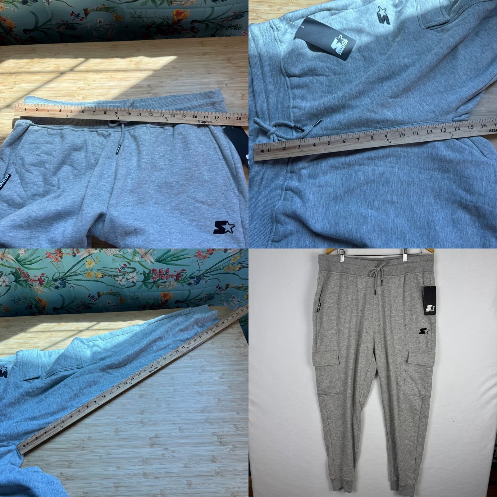 Starter Starter Mens Embroidered Fleece Cargo Jogger Heather Gray XXL 6CYG0858 NEW Size US 39 - 8 Thumbnail