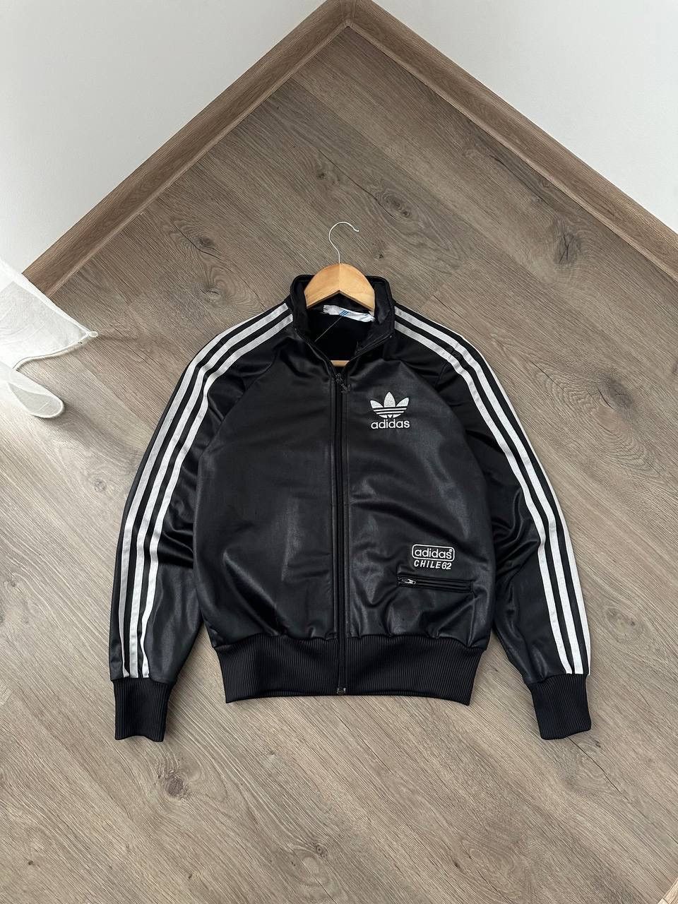 Adidas × Vintage Vintage Adidas Chile 62 Black Full Zip Hoodie