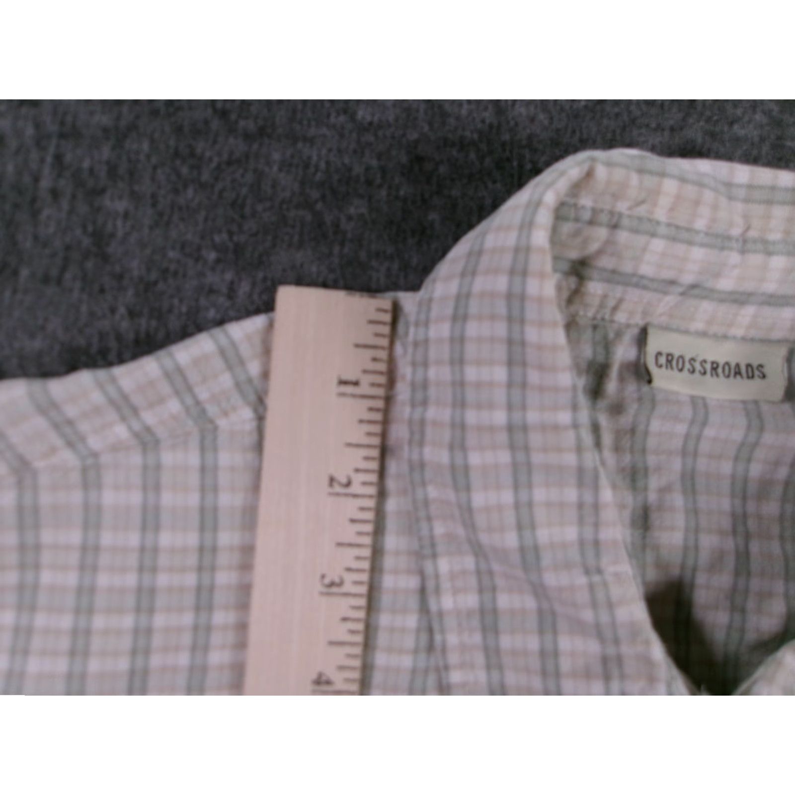 Vintage Crossroads Shirt Women M Beige Plaid 100% Cotton Short Sleeve Button-Up Collared Slim Classic Casual Womens Size M / US 6-8 / IT 42-44 - 4 Thumbnail